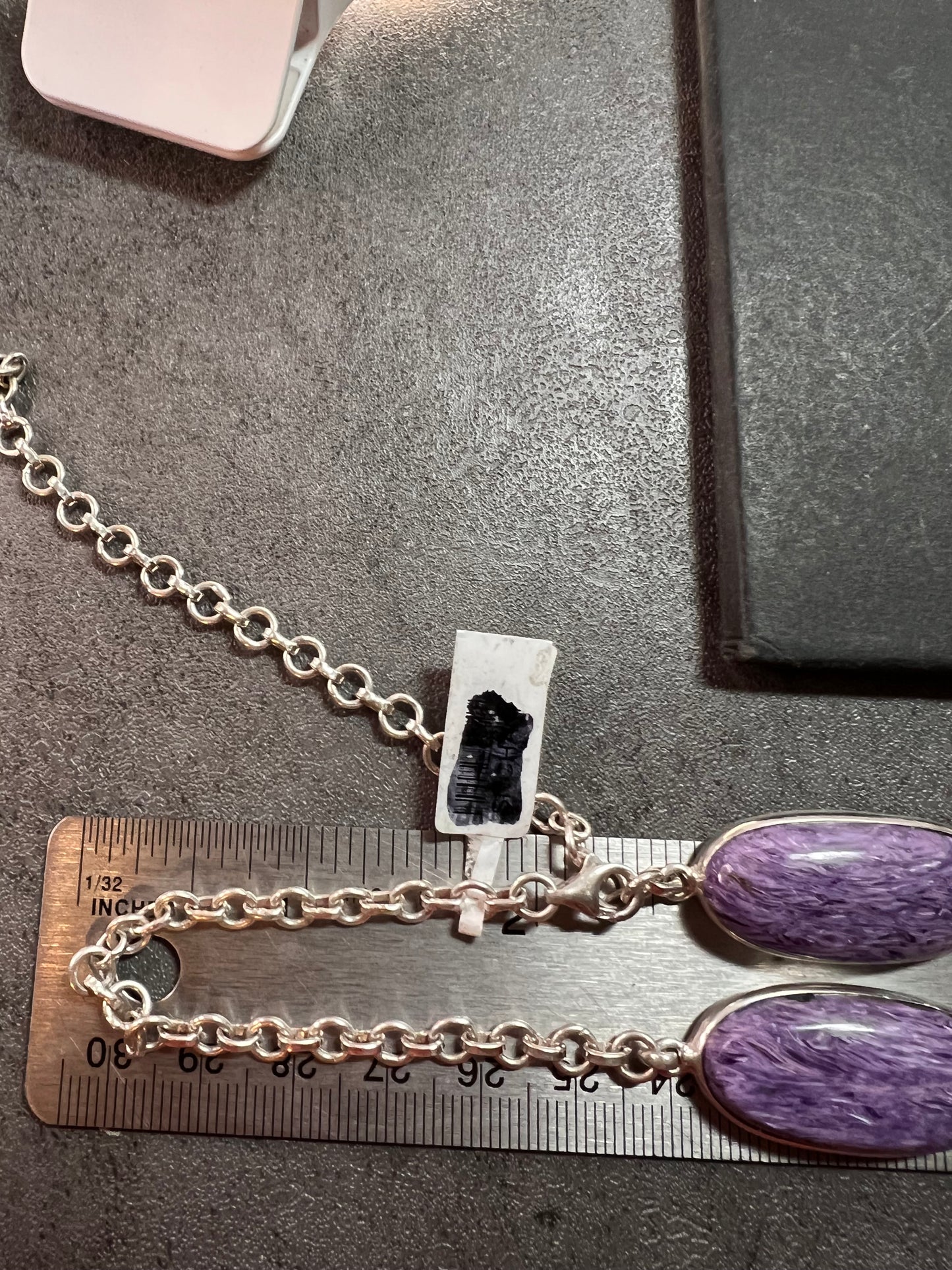 NEW Charoite and amethyst sterling silver necklace