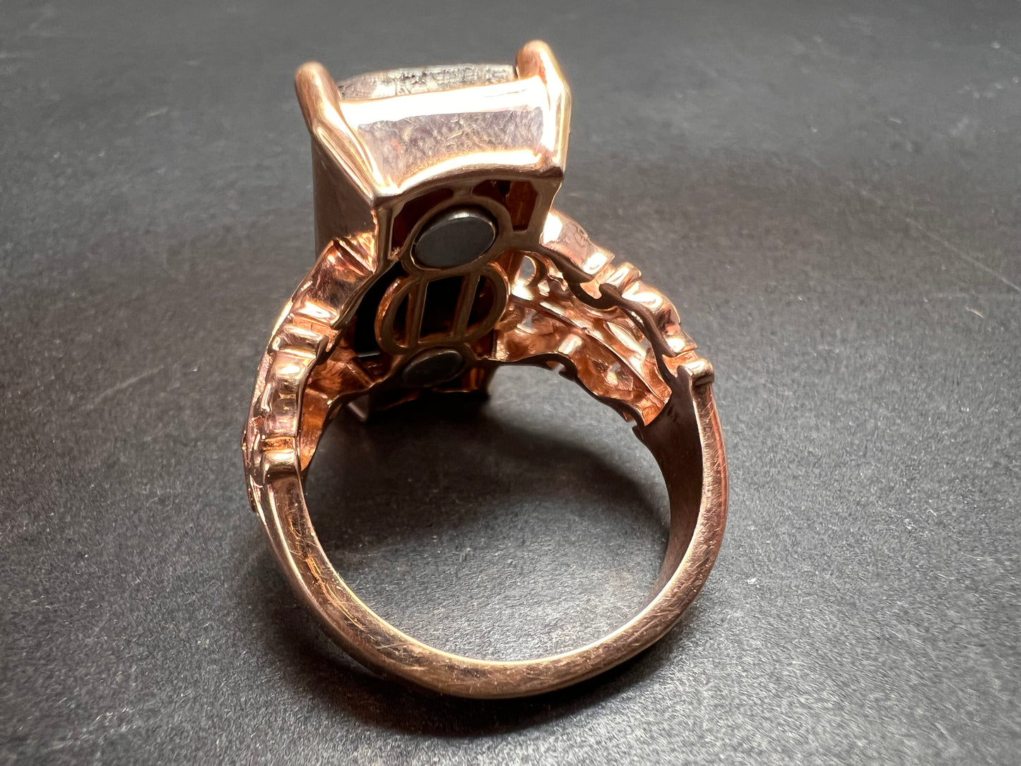 NEW Shungite in Matrix rose gold over copper ring size 9