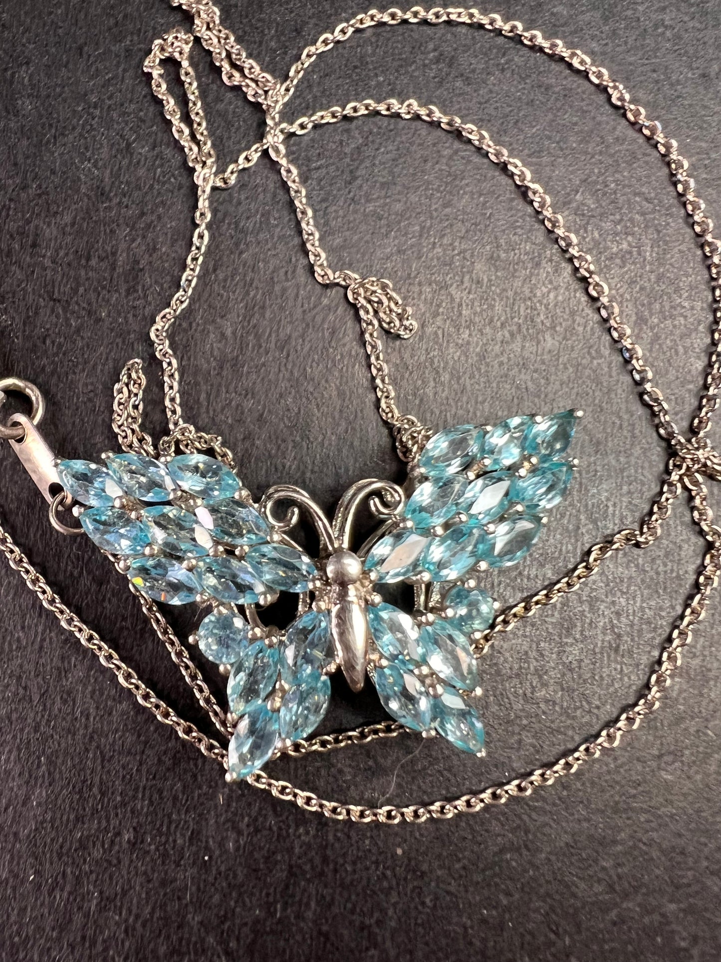 NEW Paraiba apatite butterfly pendant necklace in sterling silver