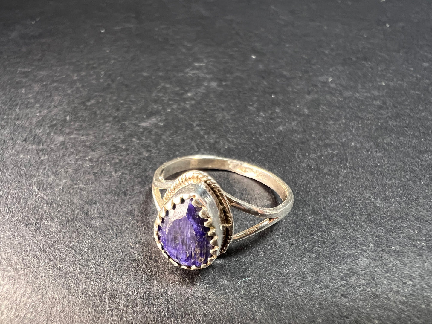 Blue kyanite sterling silver teardrop ring size 5