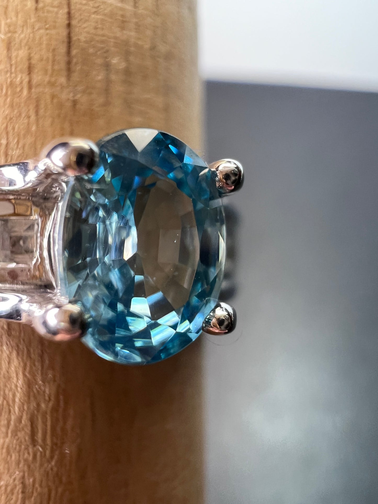 Blue & White Zircon Ring | Sterling Silver Ring size 10