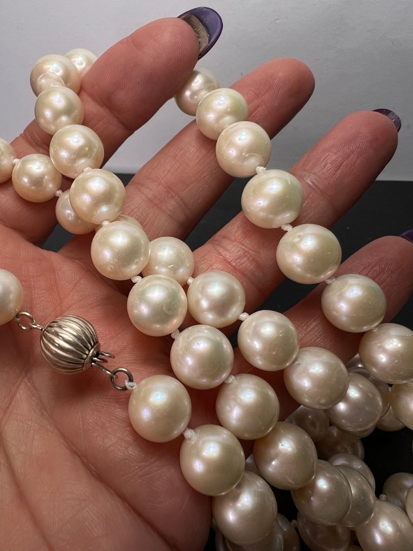 10-11mm white cultured pearl 36 inch necklace with sterling silver clasp