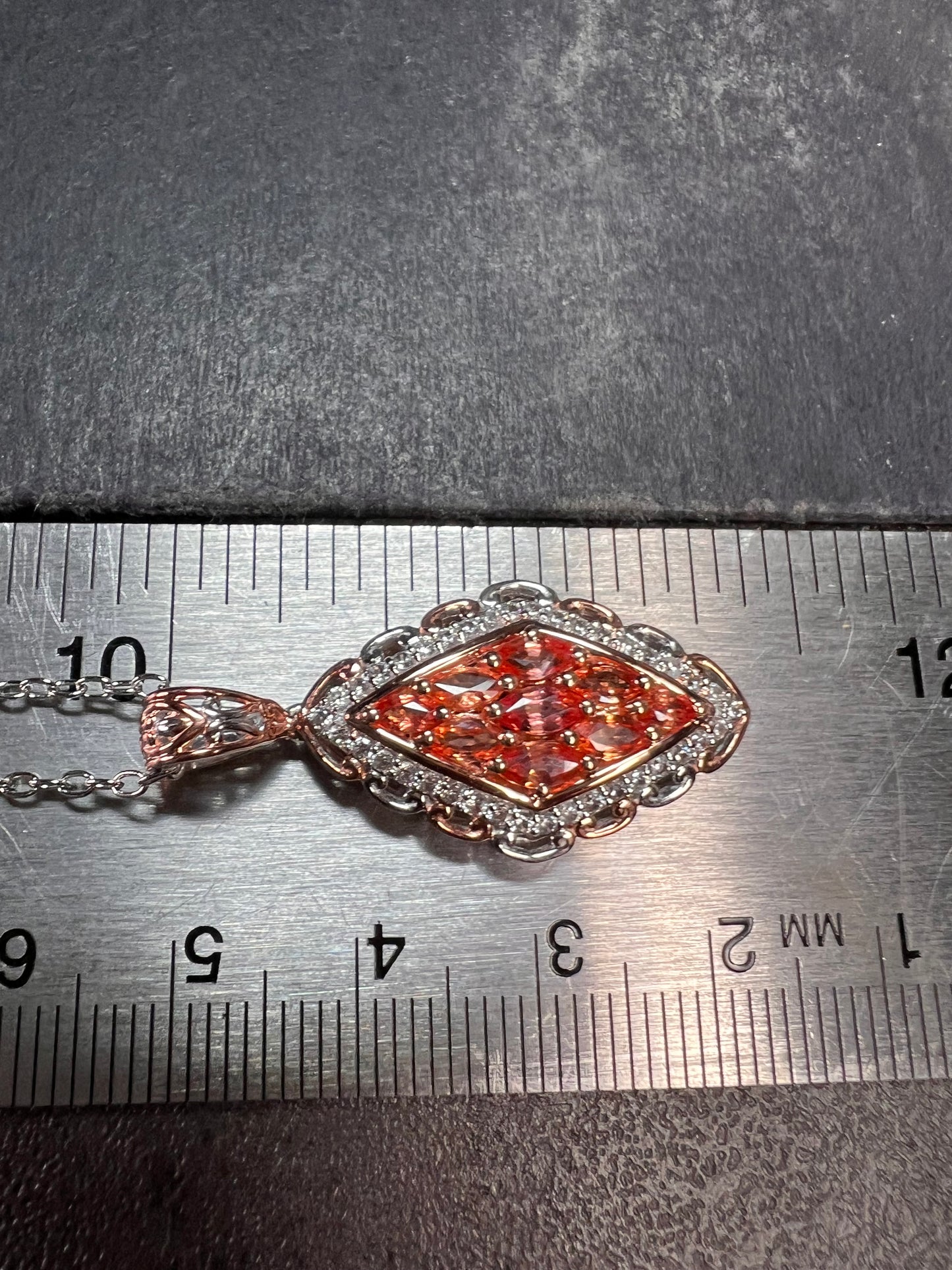 Padparadscha Sapphire Pendant | Sterling Silver Two-Tone | Gems by Valitutti