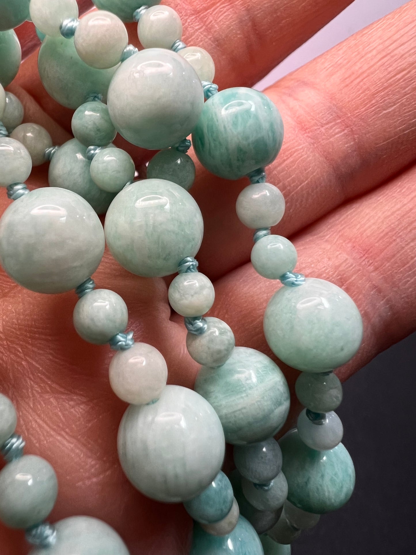 Amazonite knotted 36 inch endless necklace