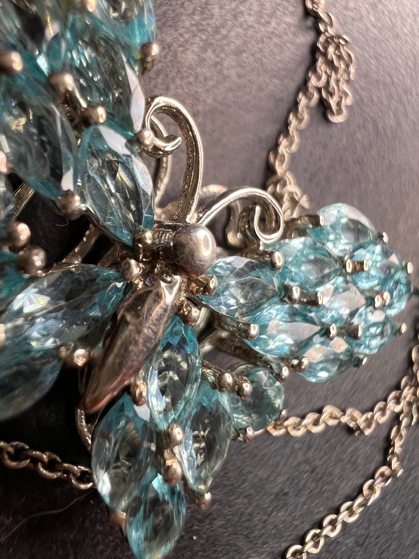 NEW Paraiba apatite butterfly pendant necklace in sterling silver