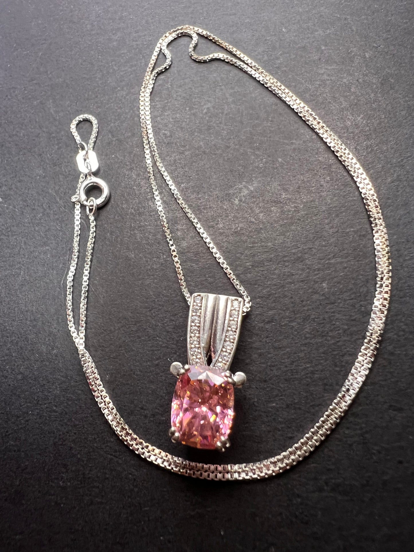 Bella Luce® 5.17ctw Pink and white CZ Rhodium Over Silver Pendant