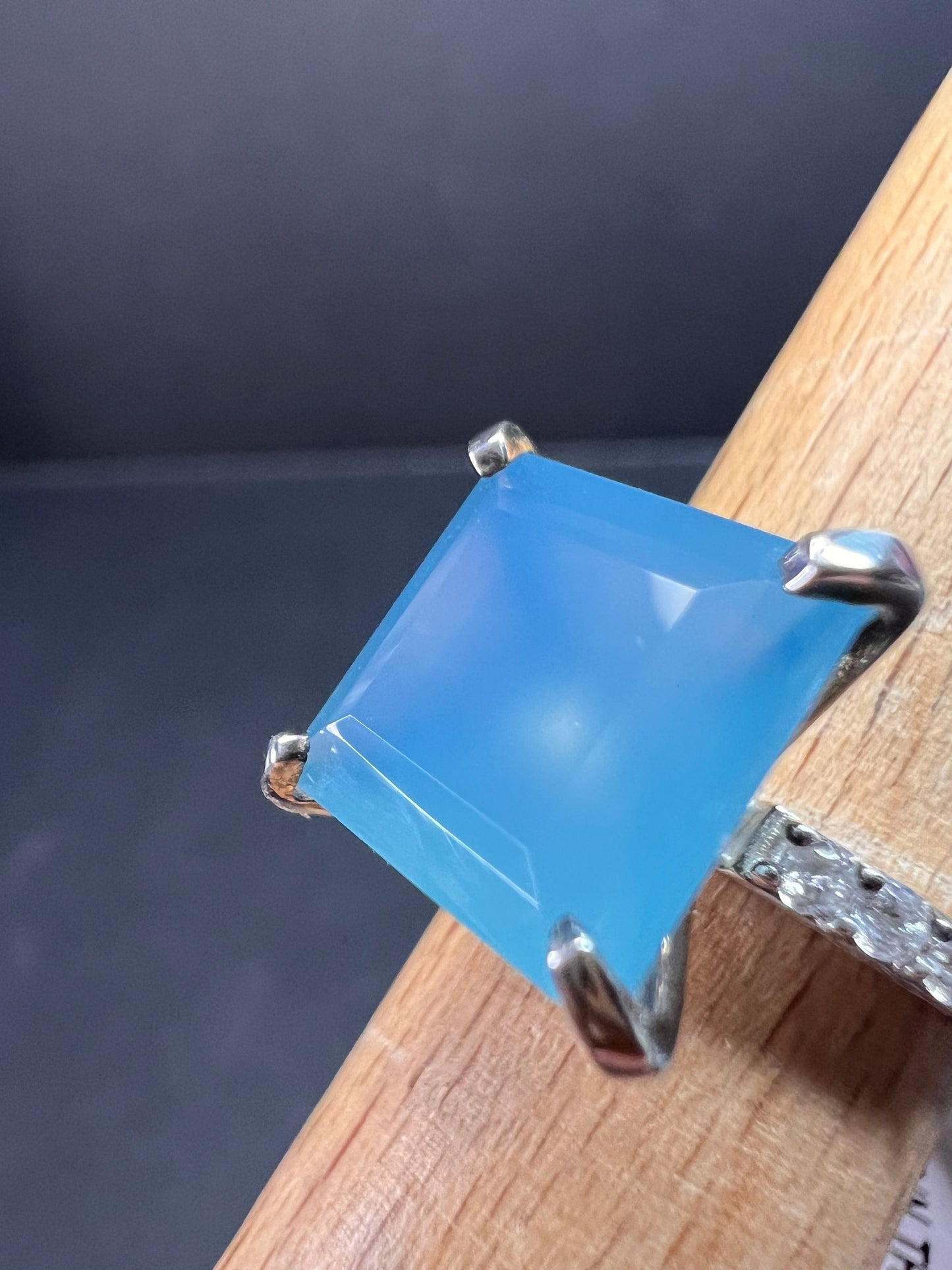 NEW with tag blue chalcedony sterling silver ring size 7