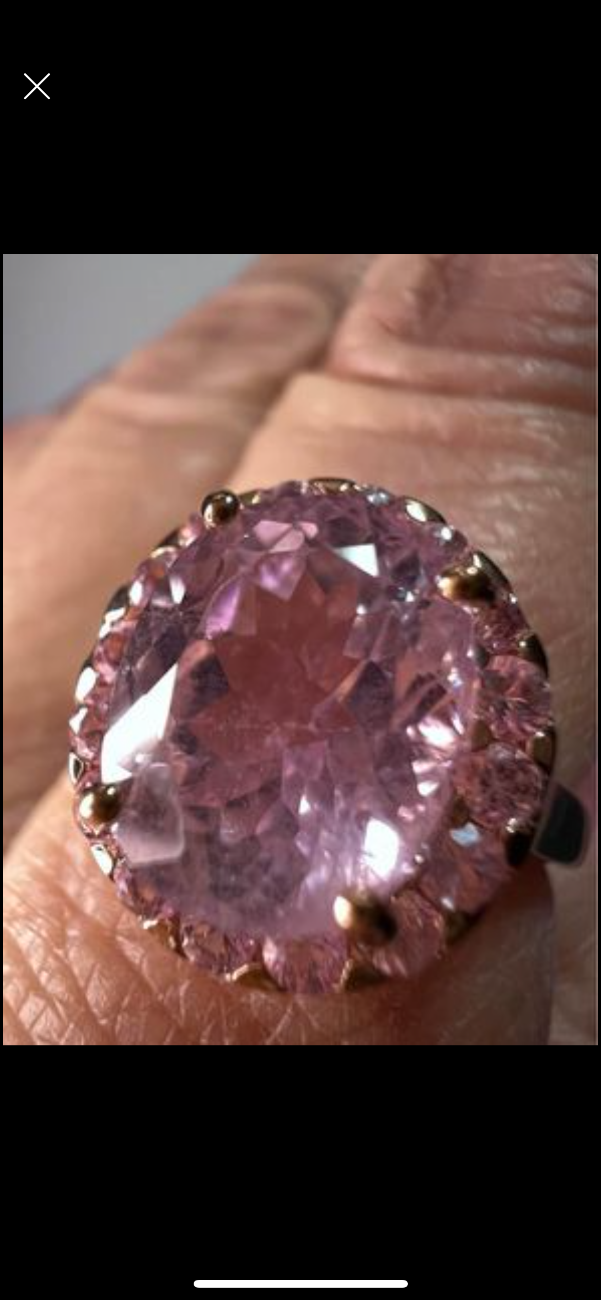 Kunzite and pink sapphire halo ring in sterling silver size 9