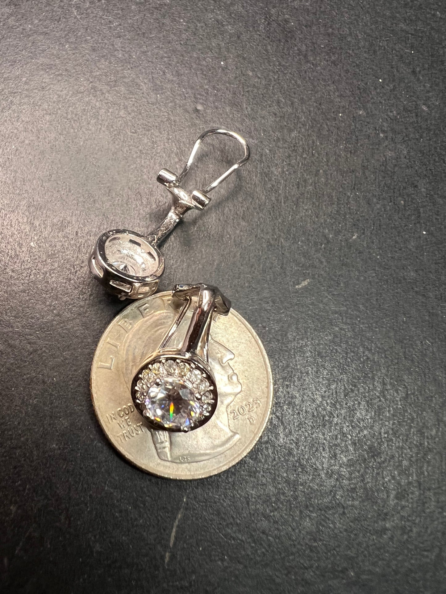 Silver Plated 6mm CZ Halo Omega Back Earrings Sparkly Round Studs