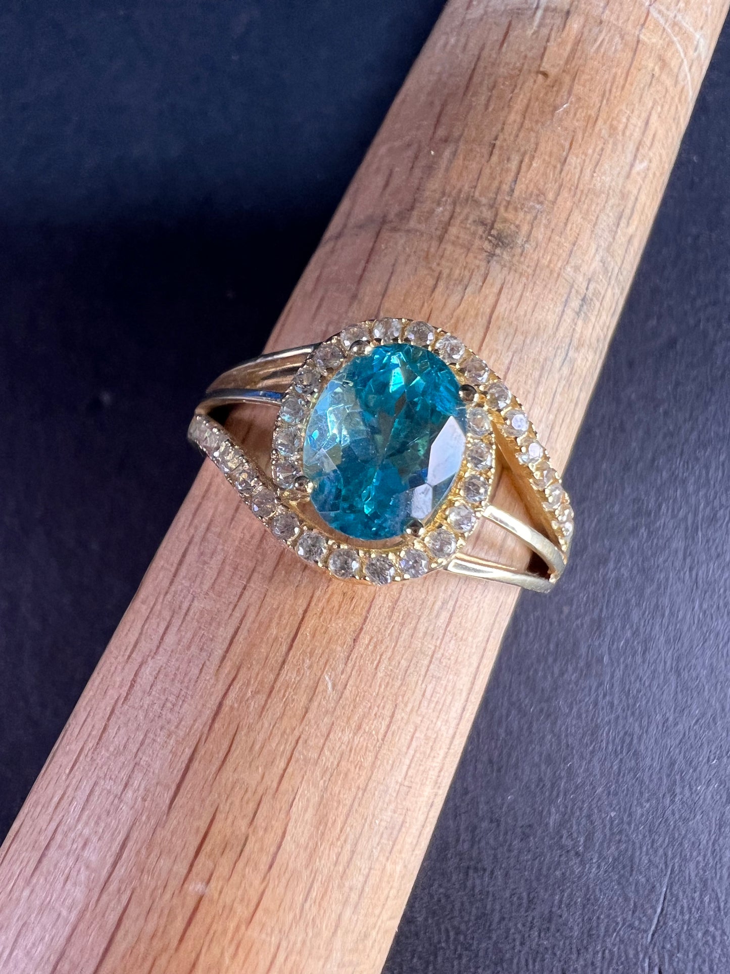 14k gold Paraiba apatite ring size 9