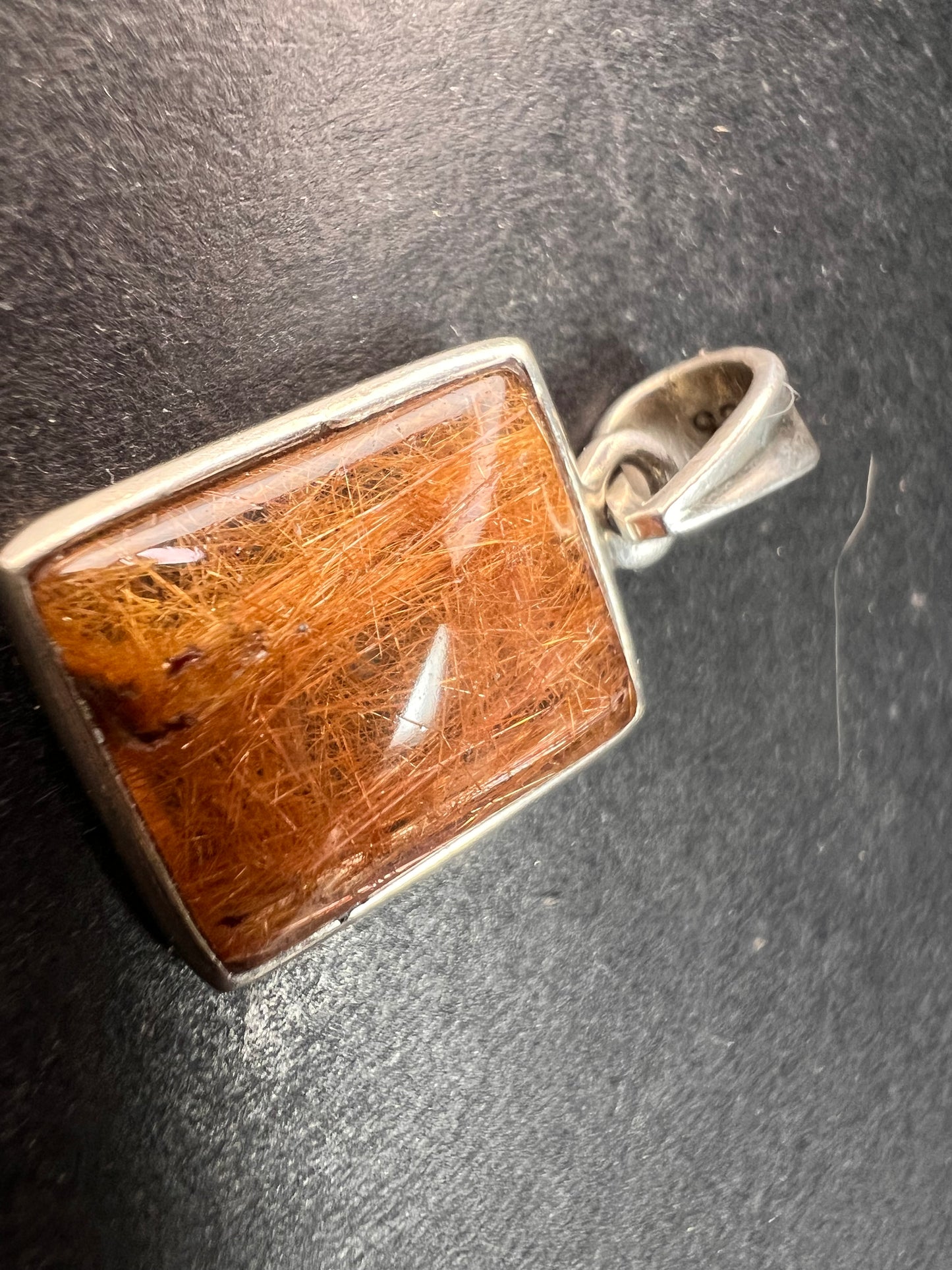 Vintage Nature Company Copper Rutilated Quartz Pendant 925 Sterling Silver