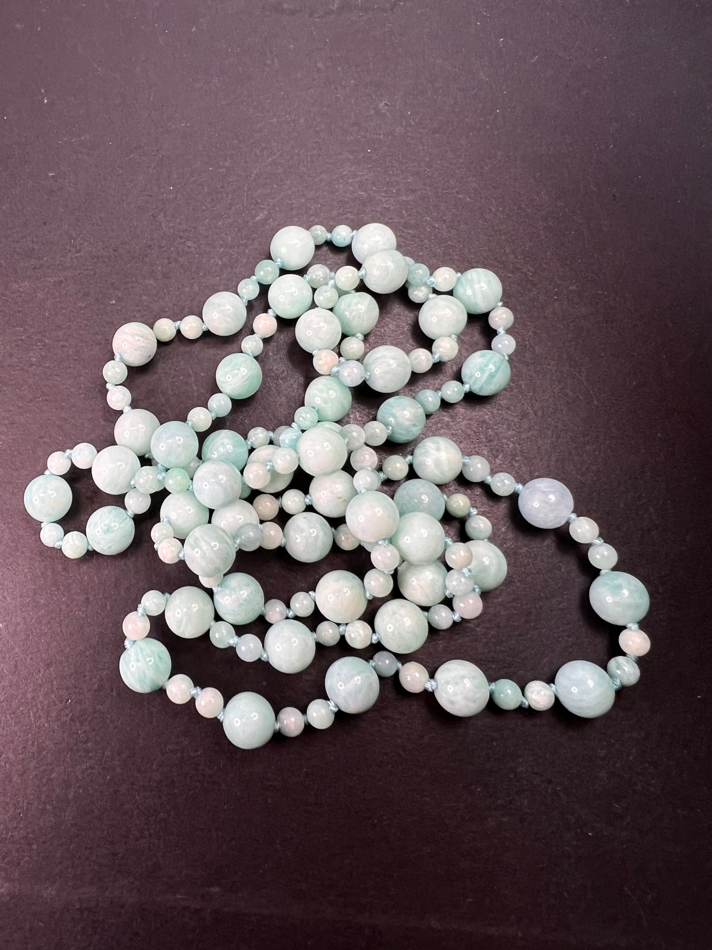 Amazonite knotted 36 inch endless necklace