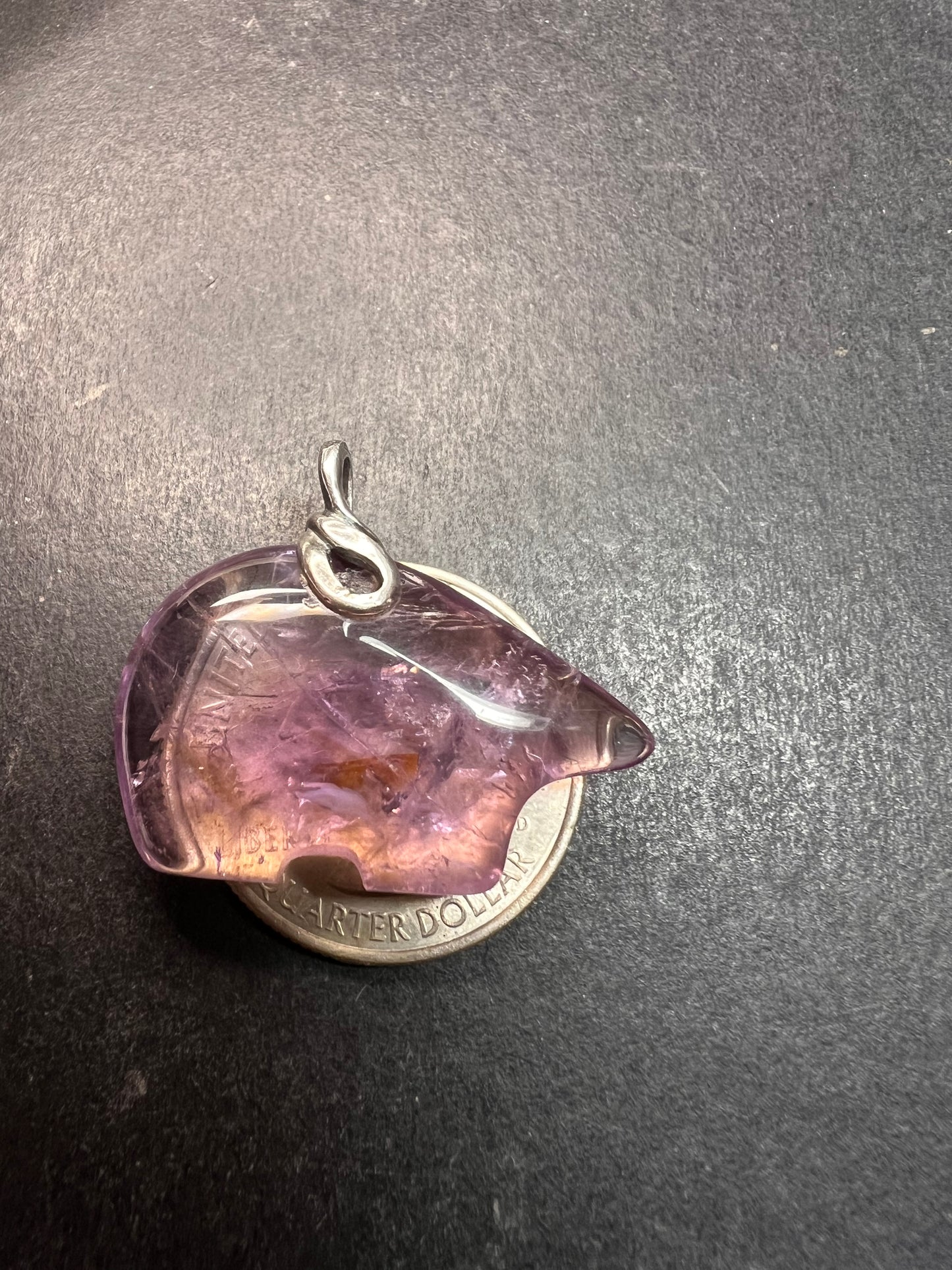 Vintage Sterling Silver Natural Amethyst Bear Pendant 7.16g