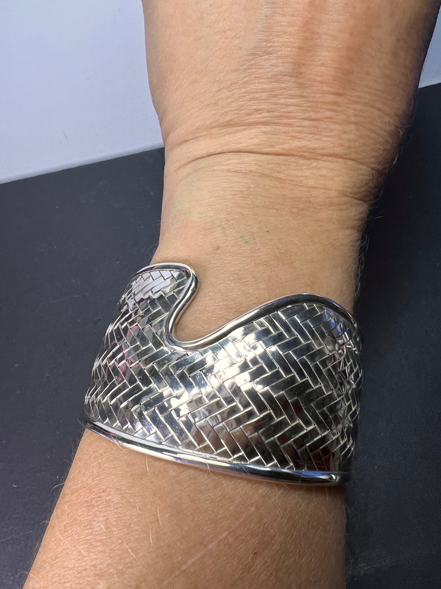 Sterling silver braided cuff bracelet