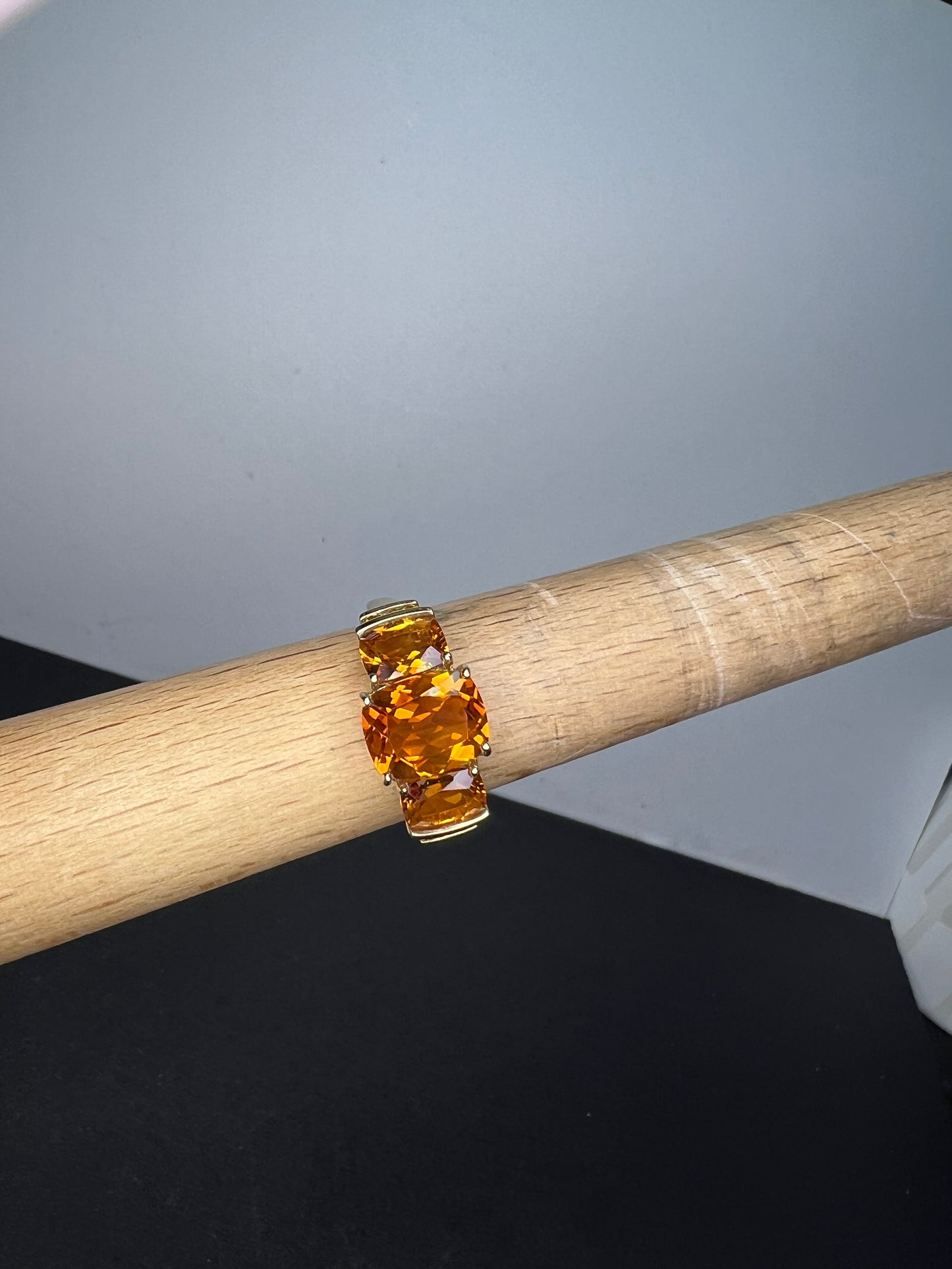 10k gold Mandarin citrine 3 stone Samuel Aaron ring size 9