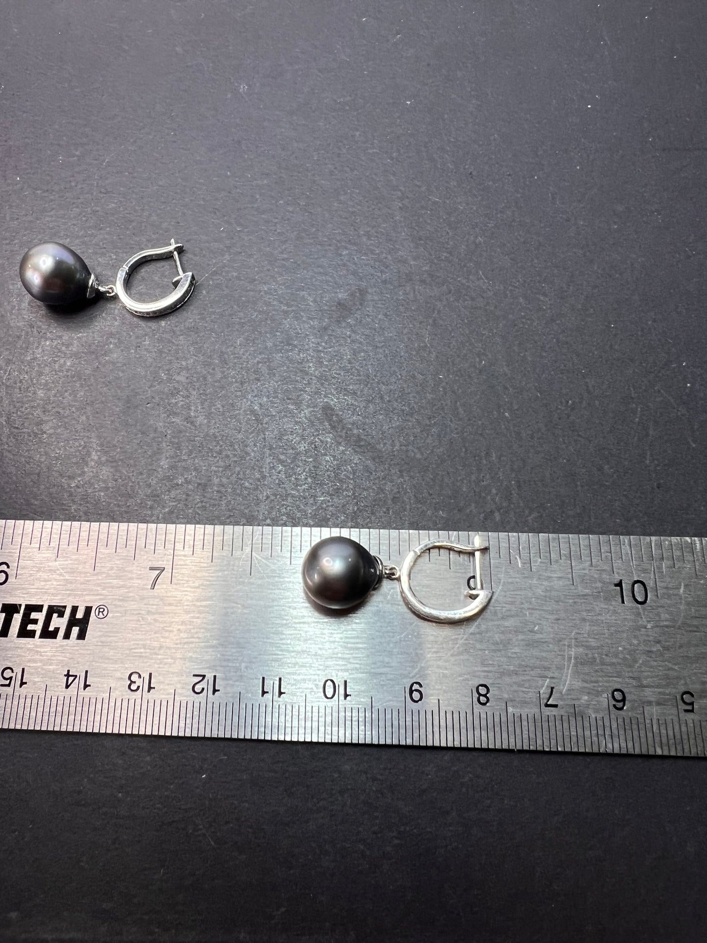 Tahitian south seas pearl earrings in rhodium over sterling silver