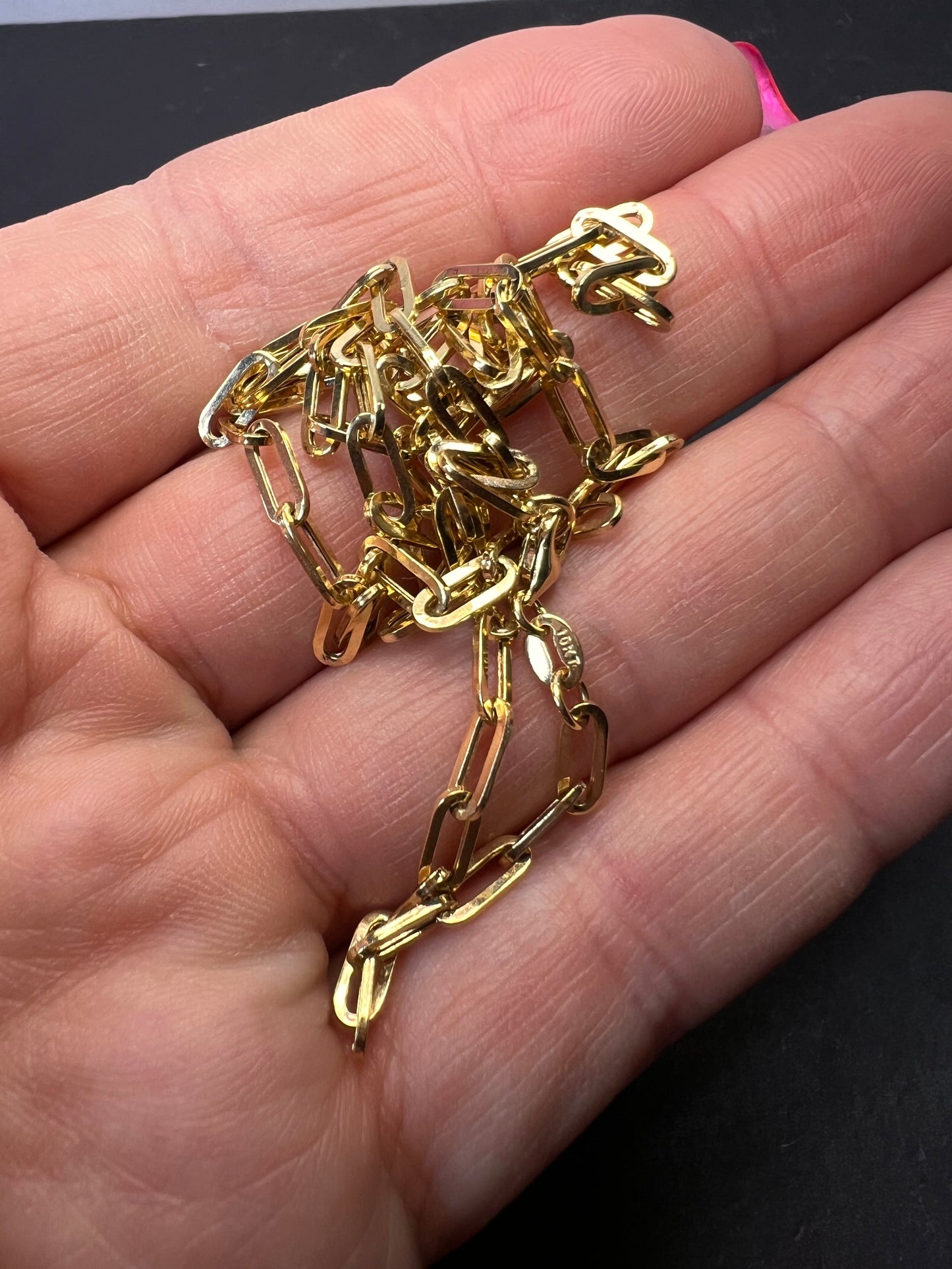 10K Yellow Gold Paper Clip Necklace 18 inches 3.63 Grams