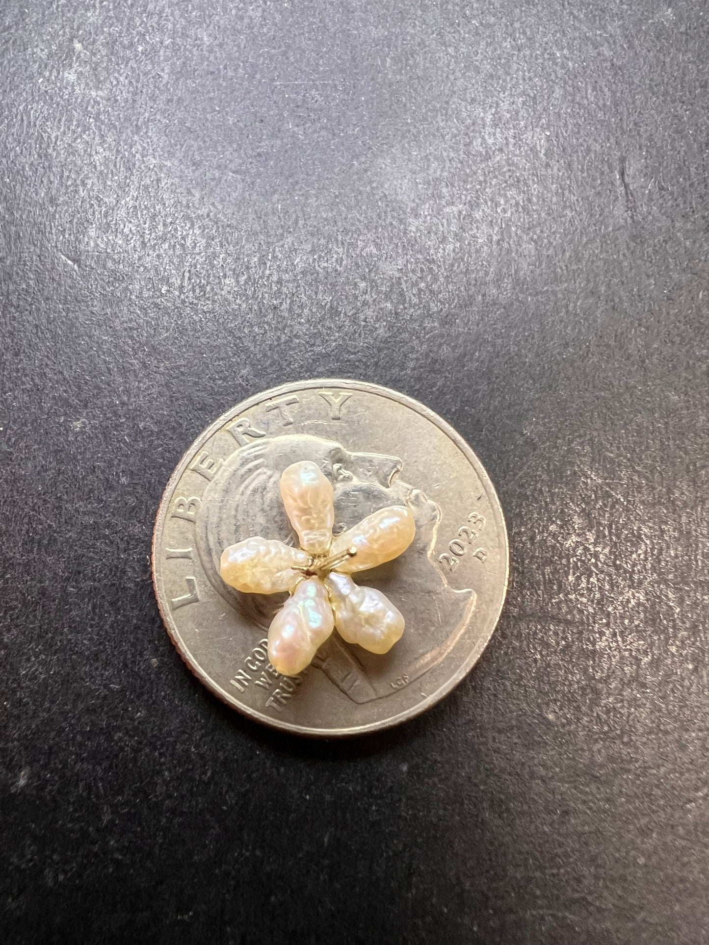 Vintage 14K Gold Freshwater Pearl Flower Stud Earrings No Backs