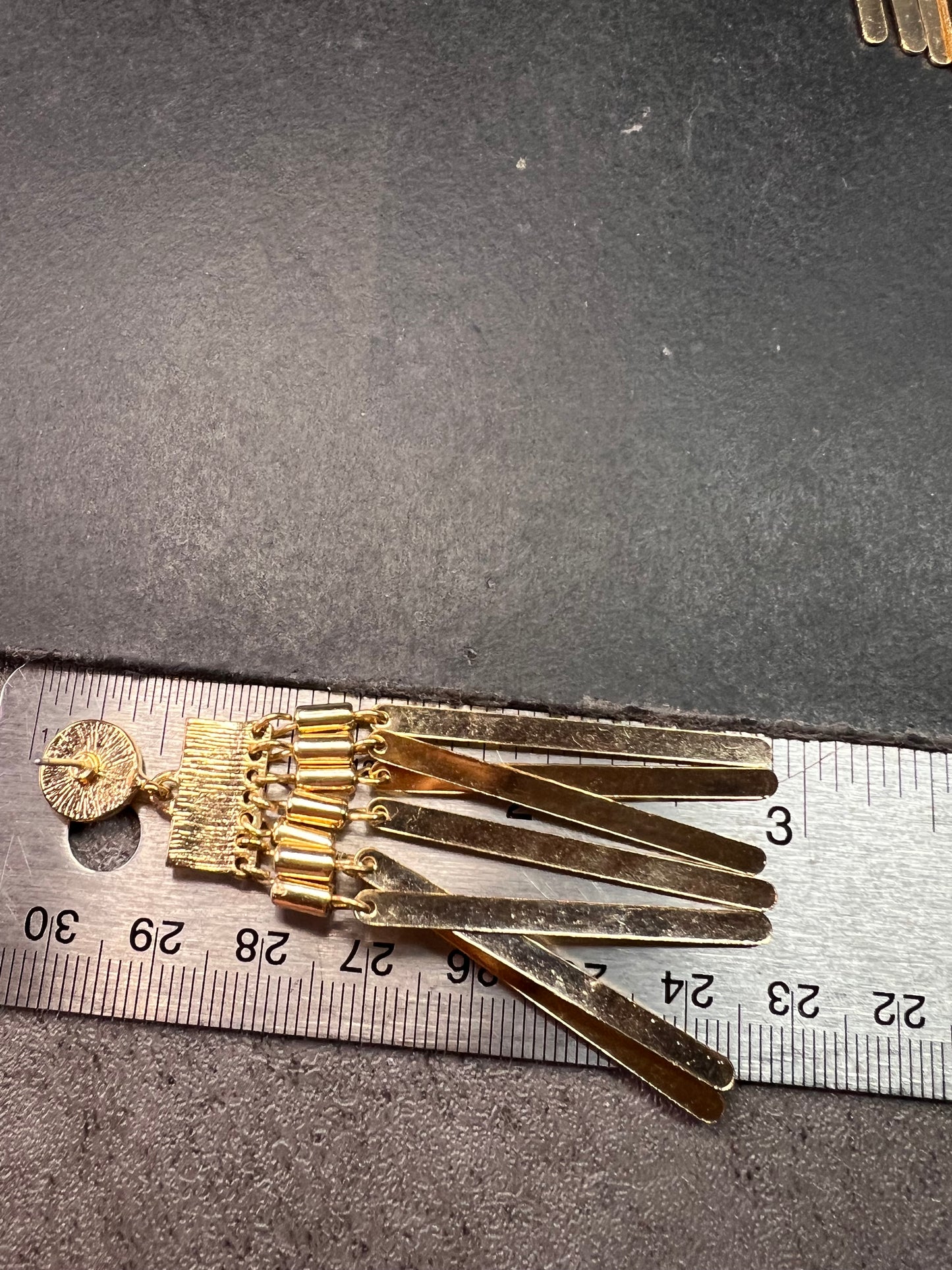 Vintage Gold Fringe Dangle Earrings – Retro MCM Style, Pre Owned