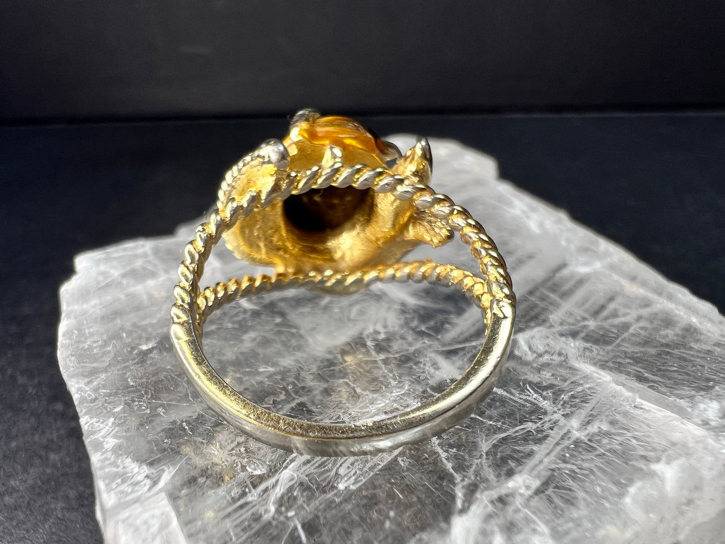 Vintage Espo Tiger’s Eye Ring Size 7.5 18K HGF Gold Filled Statement