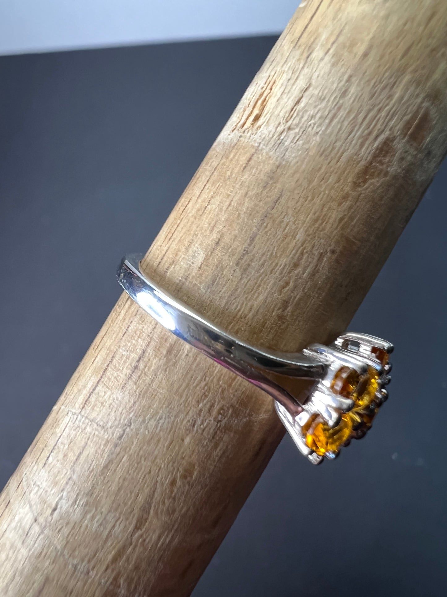 Mandarin citrine sterling silver cluster ring size 6