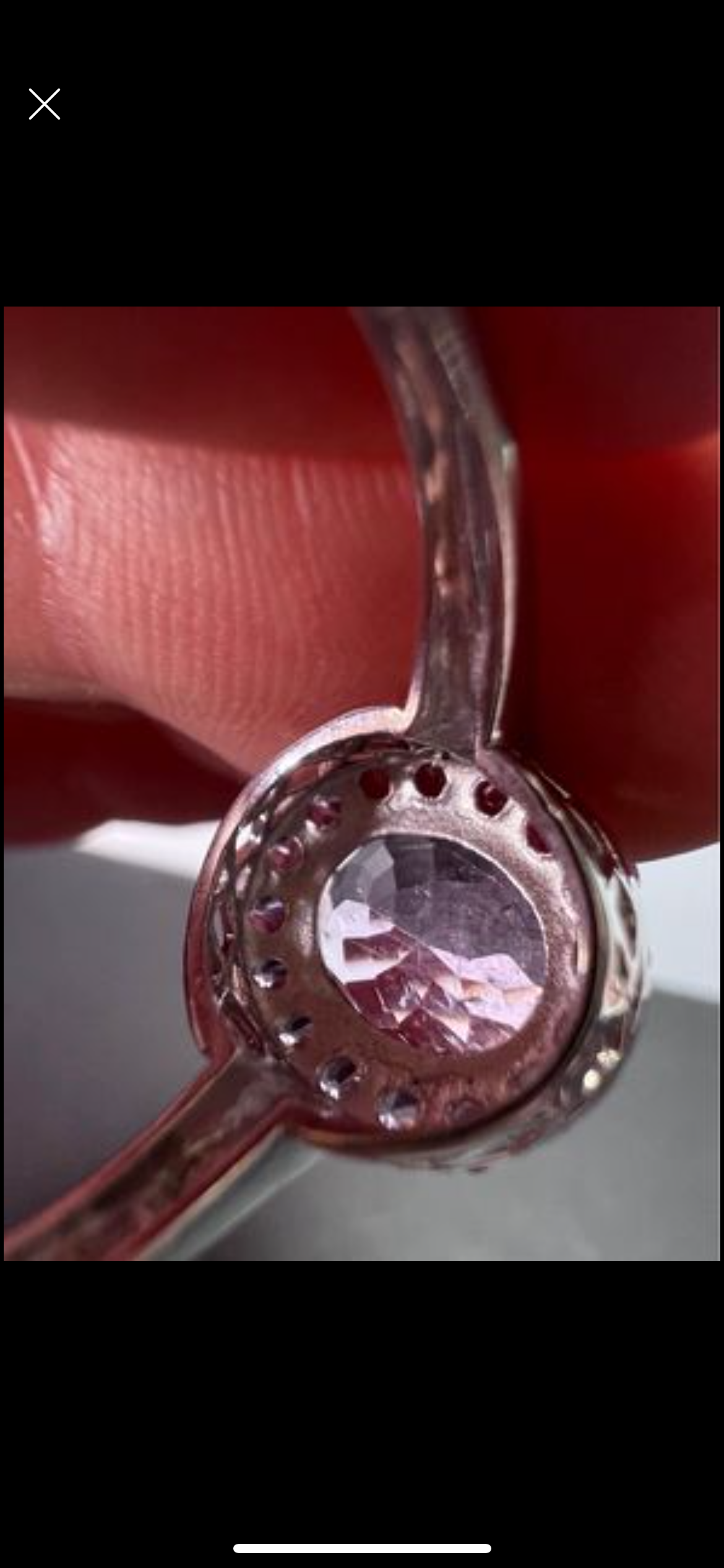 Kunzite and pink sapphire halo ring in sterling silver size 9