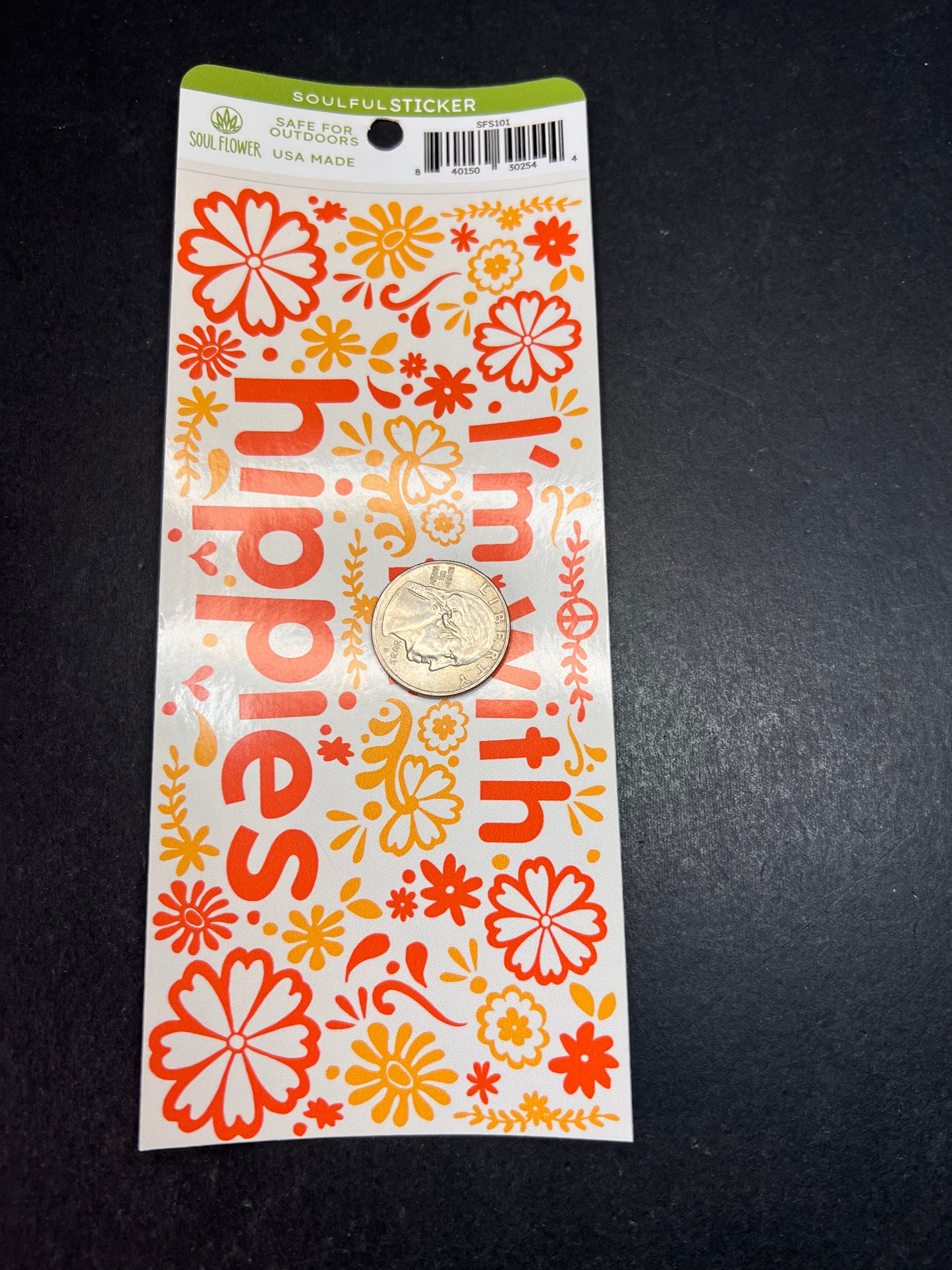 🌼 “I’m With Hippies” Soul Sticker – Retro Floral Vibes