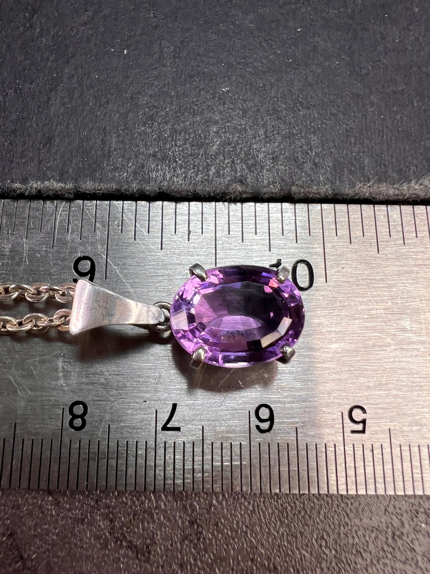 Vintage Amethyst Sterling Silver Pendant on 960 Silver Chain 18”