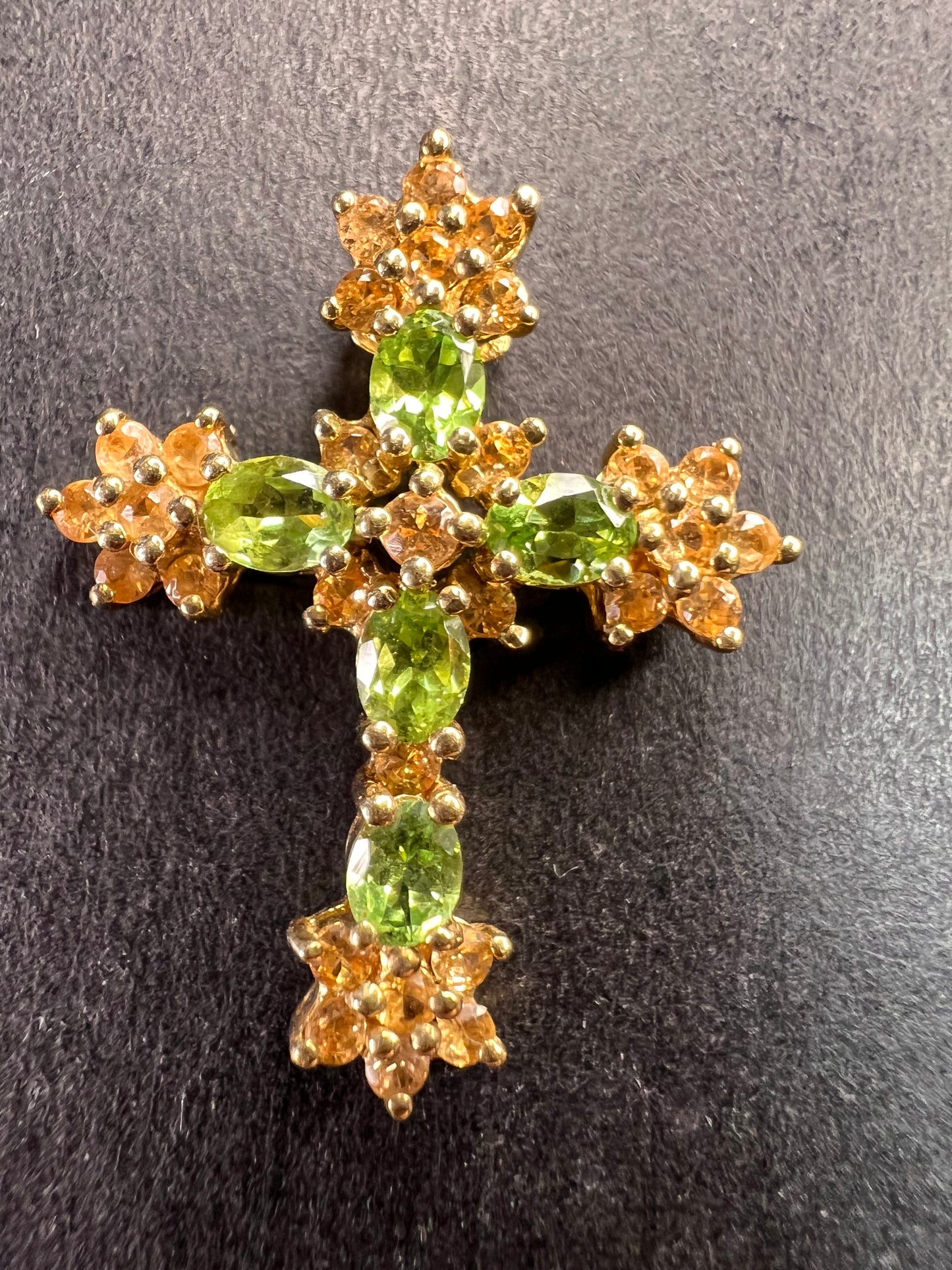Vintage 10K Yellow Gold Tsavorite and Golden Beryl Cross Pendant – Samuel Aaron