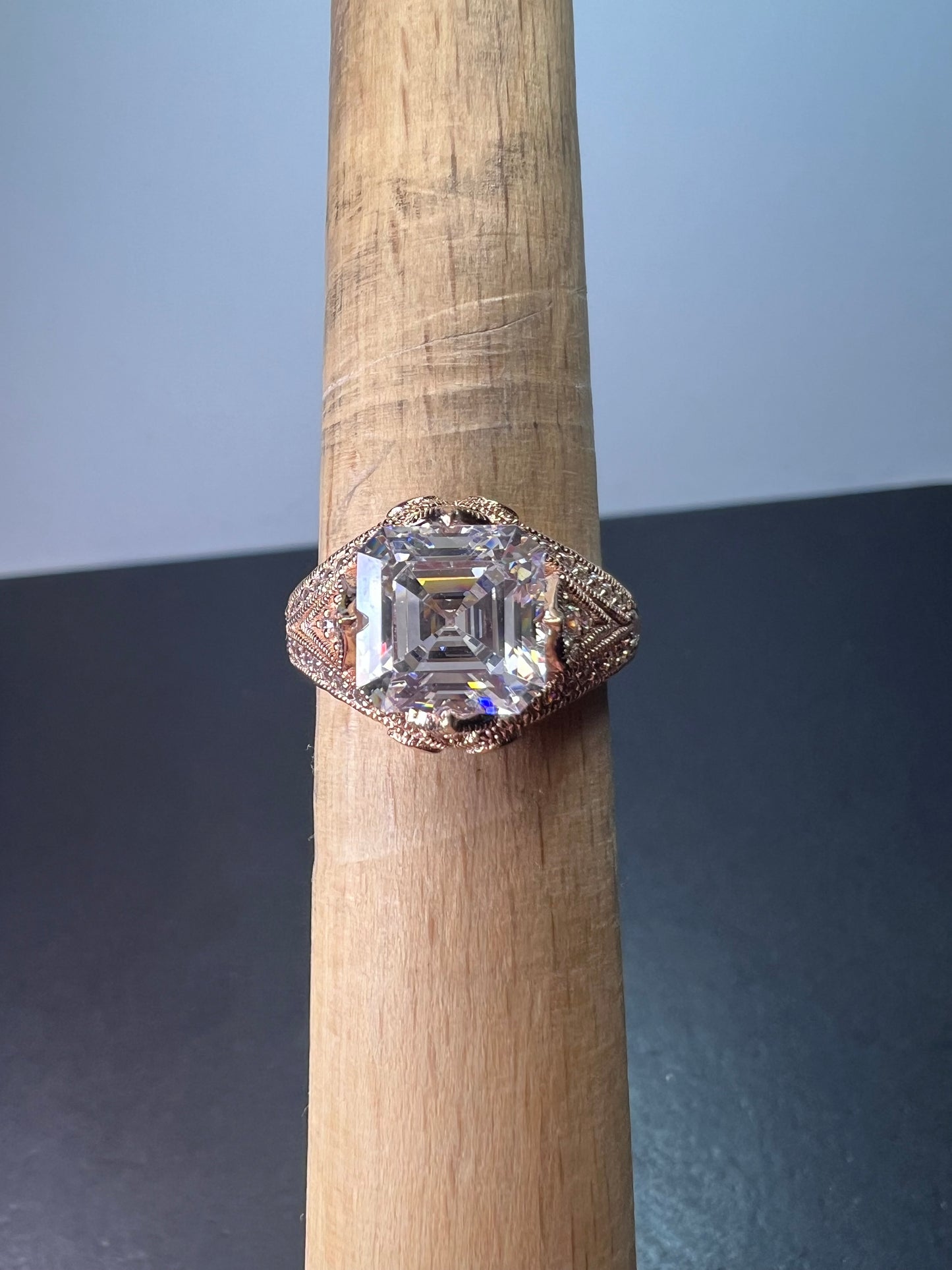 Vanna K radiant square CZ vermeil ring size 8