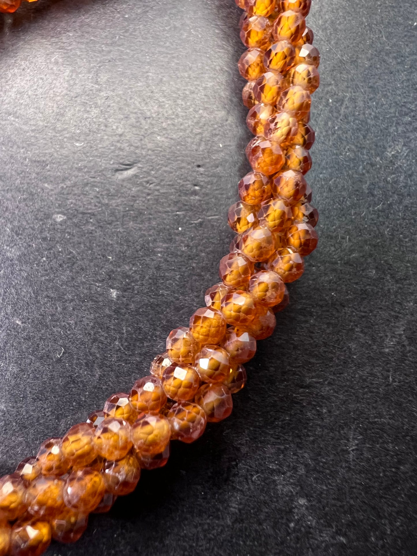 Hessonite garnet 4 strand bracelet with sterling clasp 7 inches