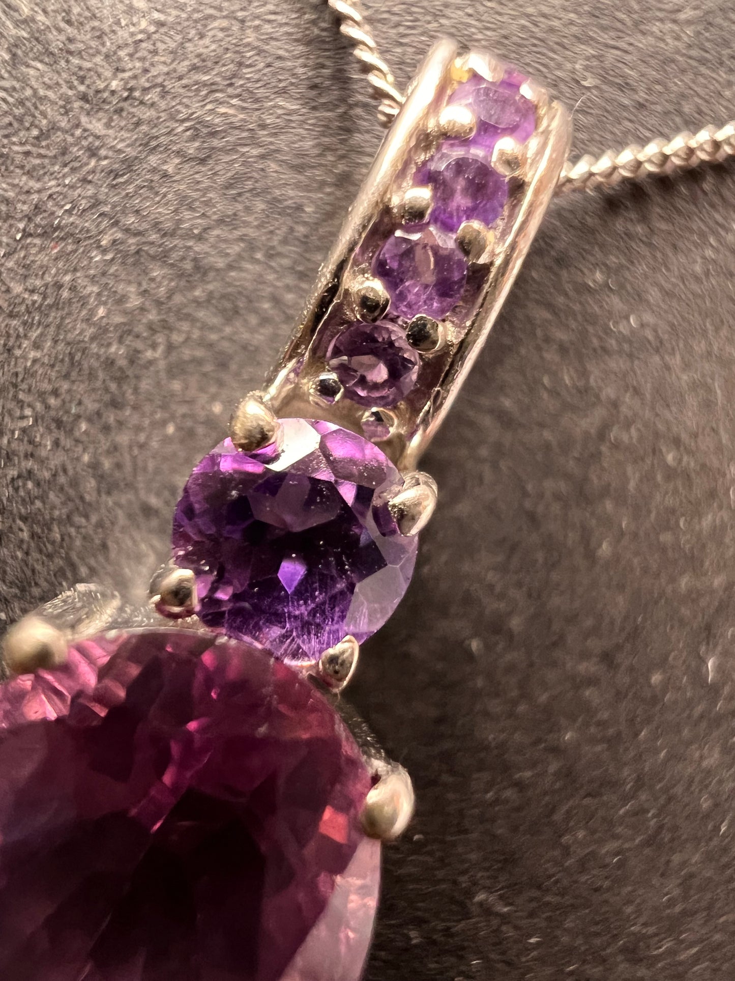 Purple fluorite multi stone sterling silver pendant with 20 inch chain