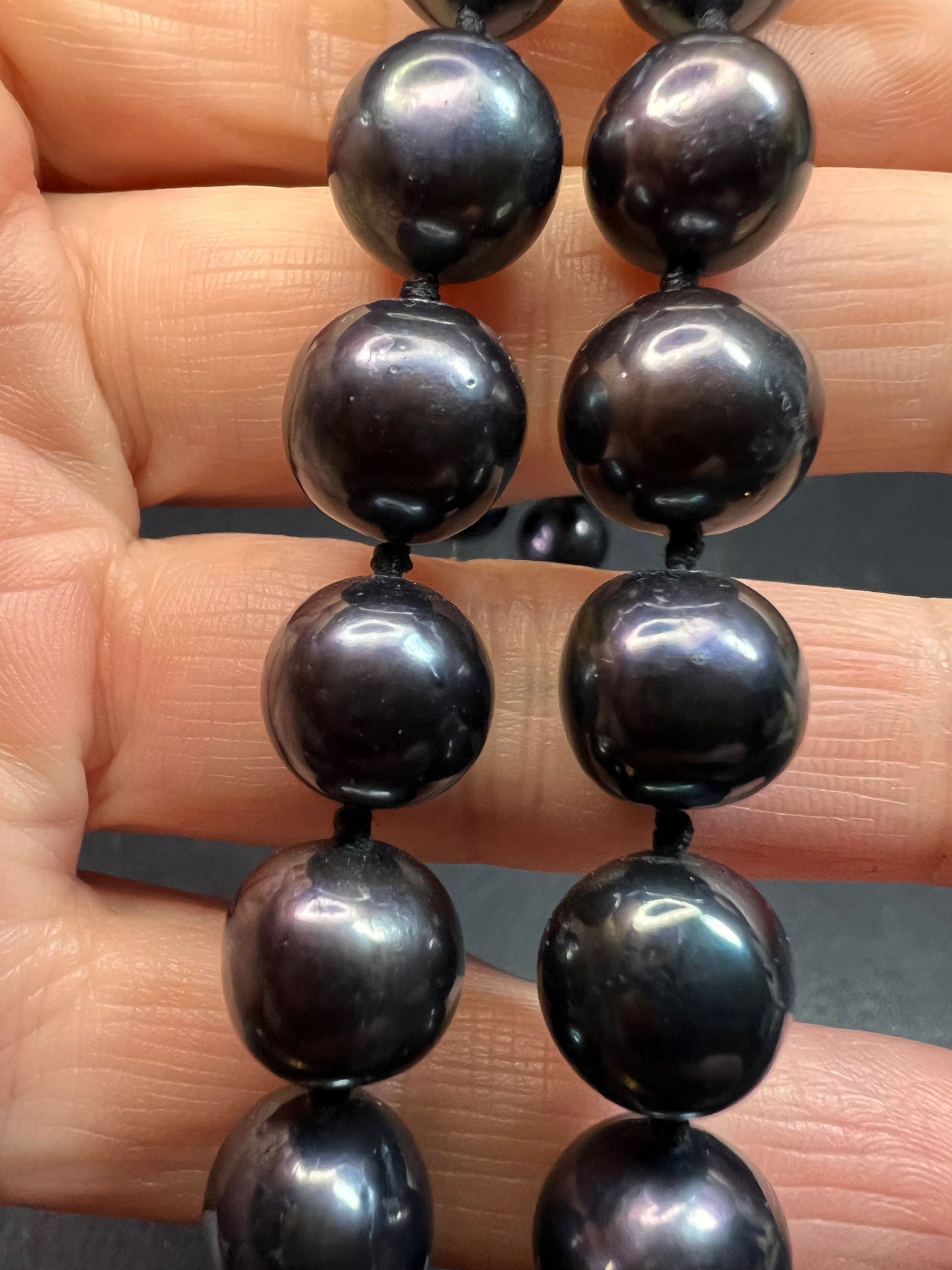 New Black Cultured Freshwater Pearl Necklace 11mm, 18–20”, 925 Silver