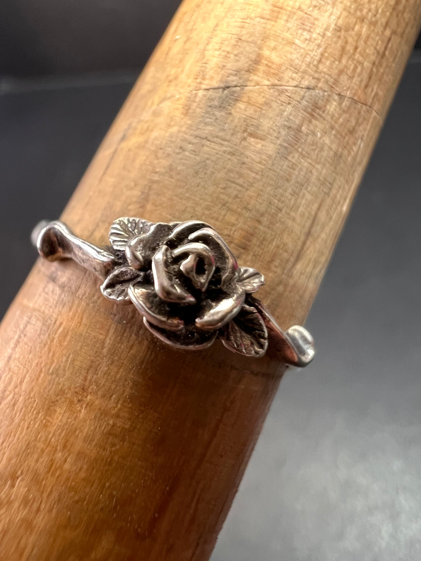 Vintage sterling silver rose ring size 7