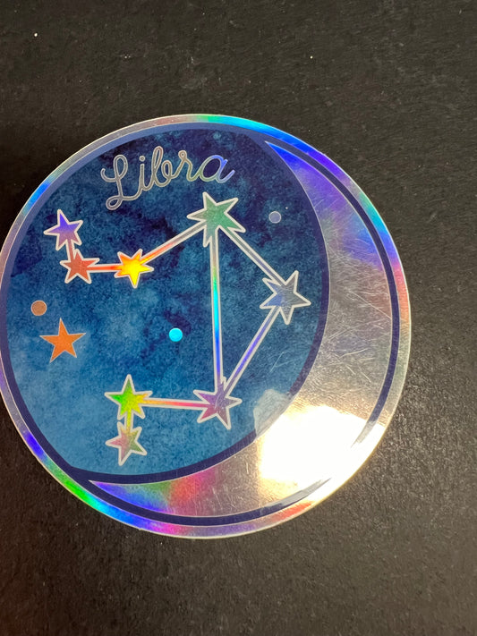 Libra Zodiac Sticker – Holographic Constellation Design by Wildflower