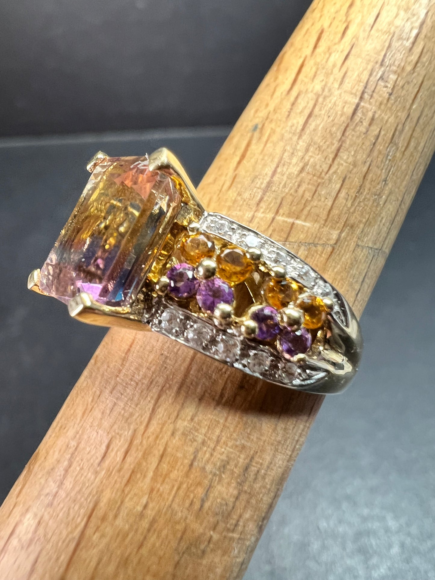 Ametrine Citrine Amethyst Ring 925 Vermeil SD Size 7