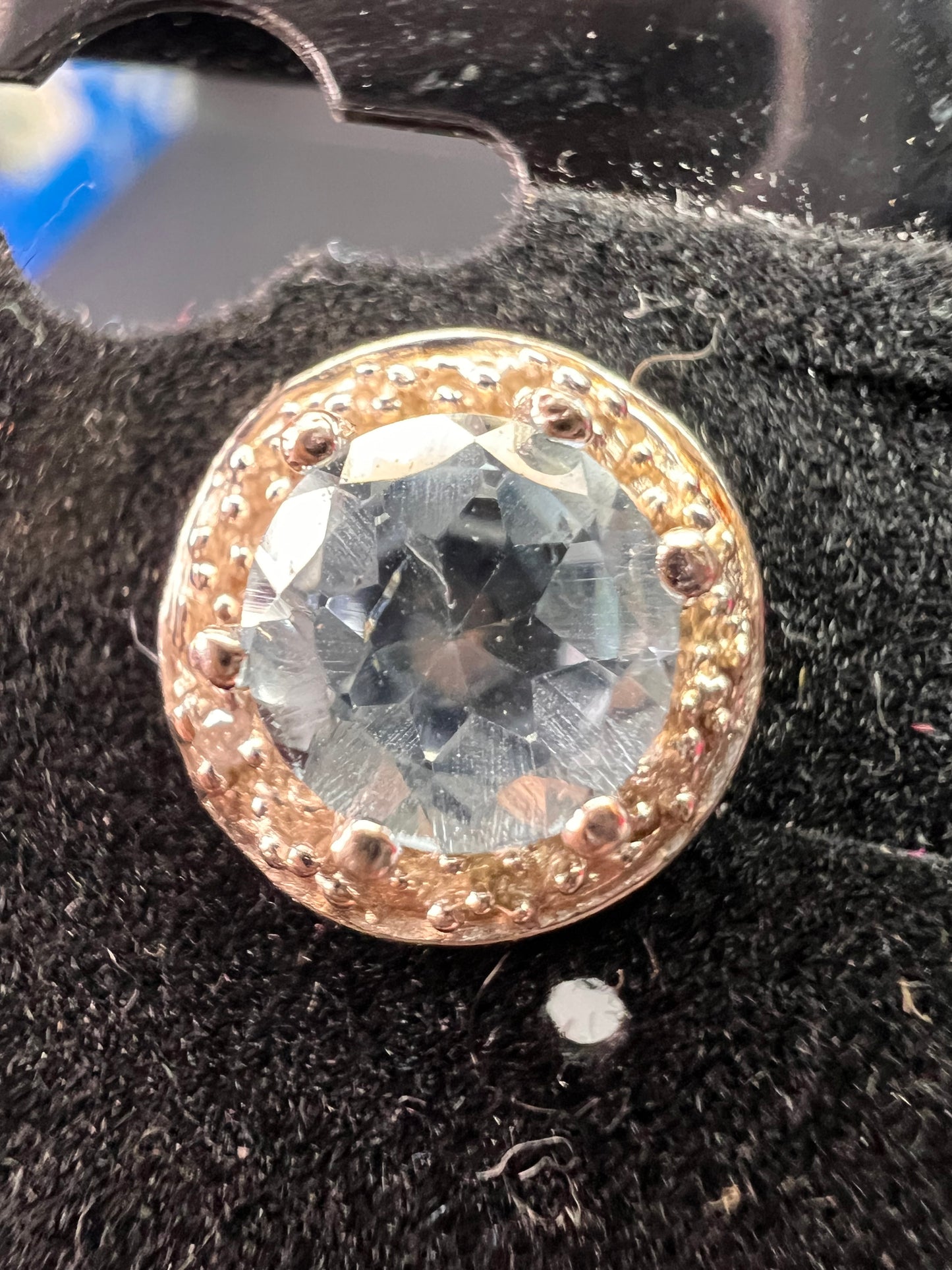 NEW blue topaz and diamond sterling silver stud earrings