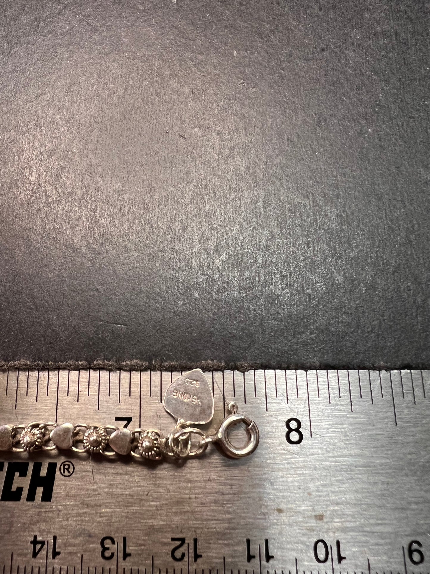 Vintage Cannetille and hearts sterling silver bracelet with charm