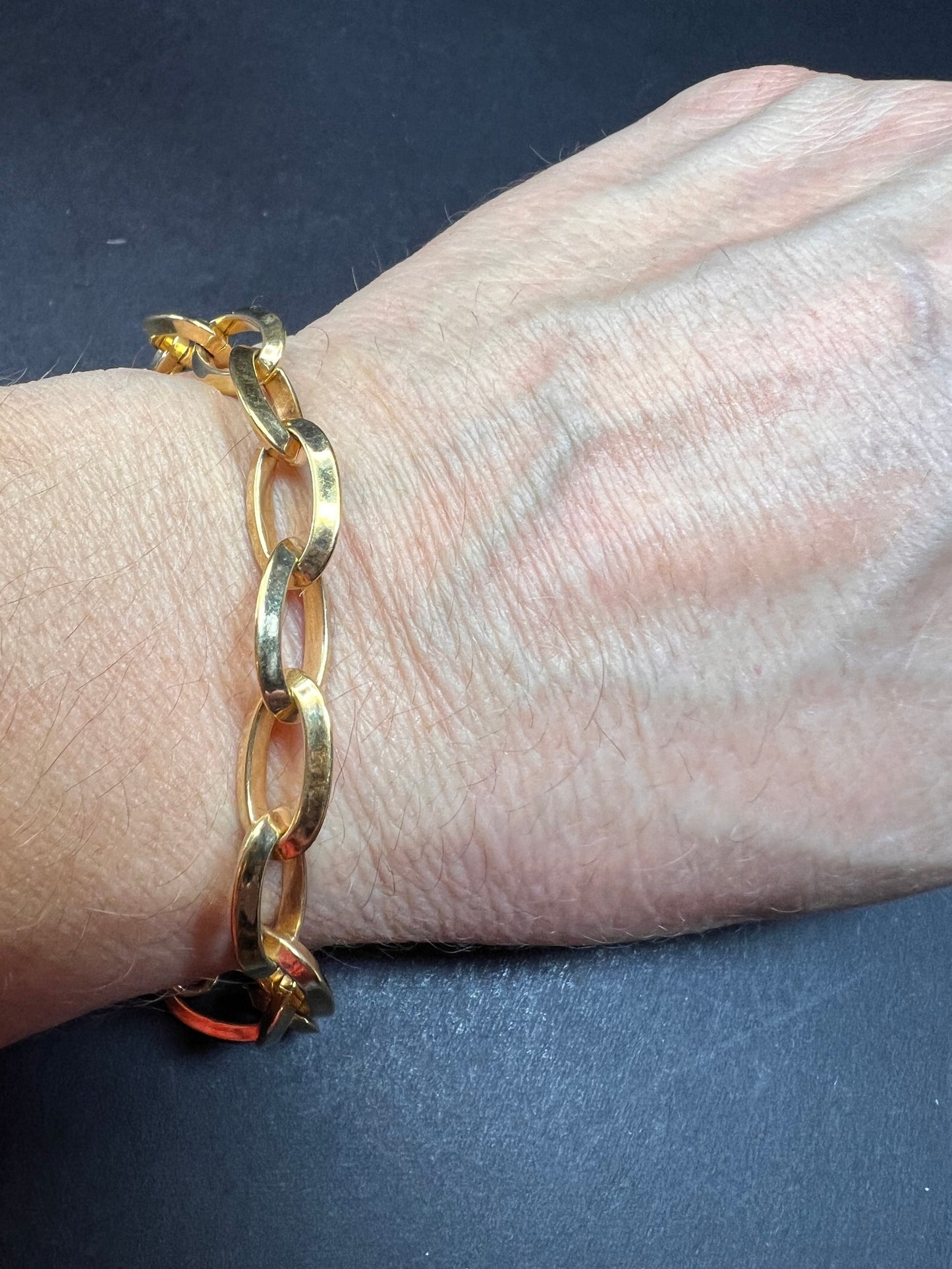 Yellow gold over bronze link bracelet 8 inches
