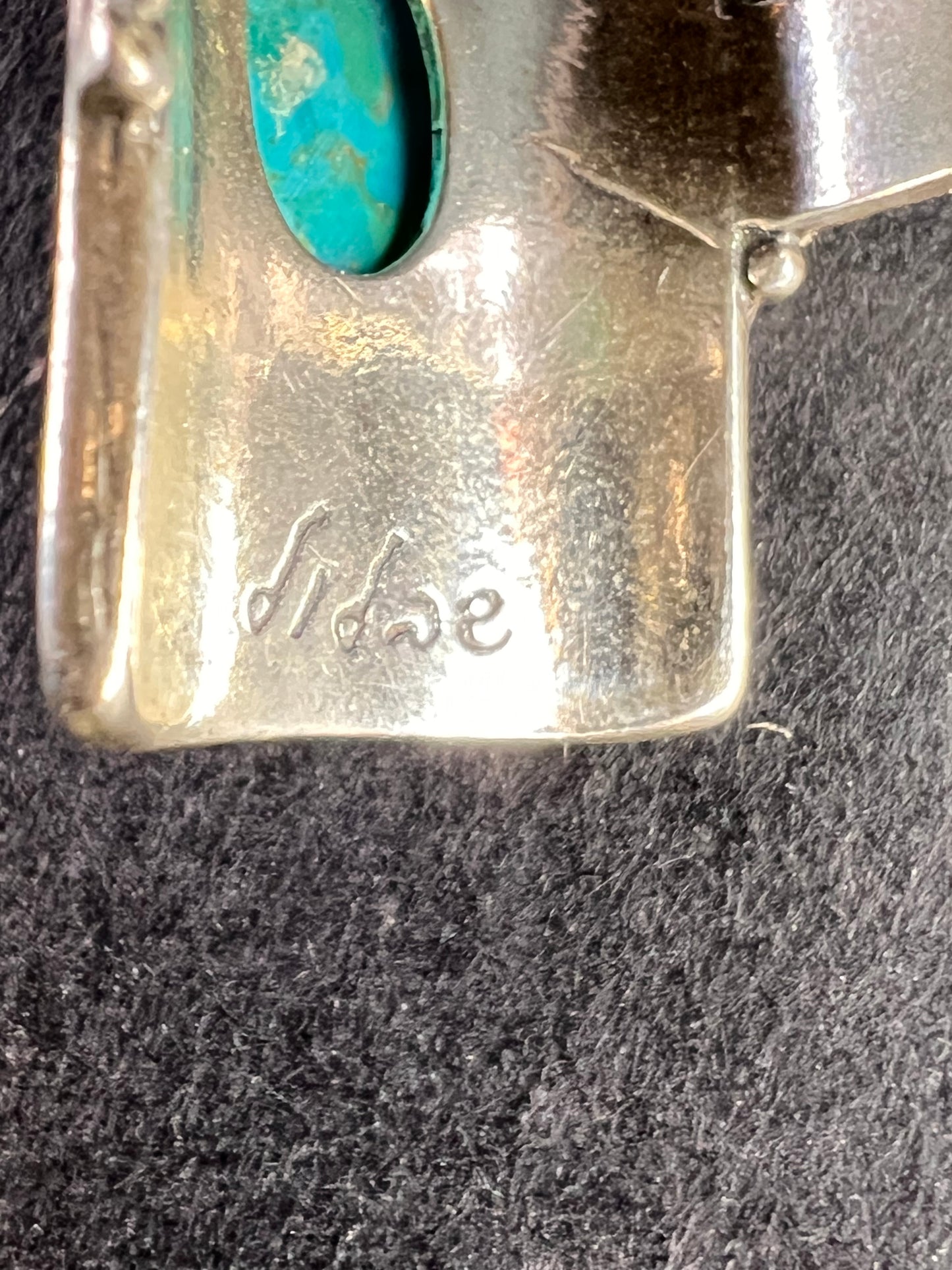 Vintage DIDAE Sterling Silver Kingman Turquoise Shield Ring – Size 7