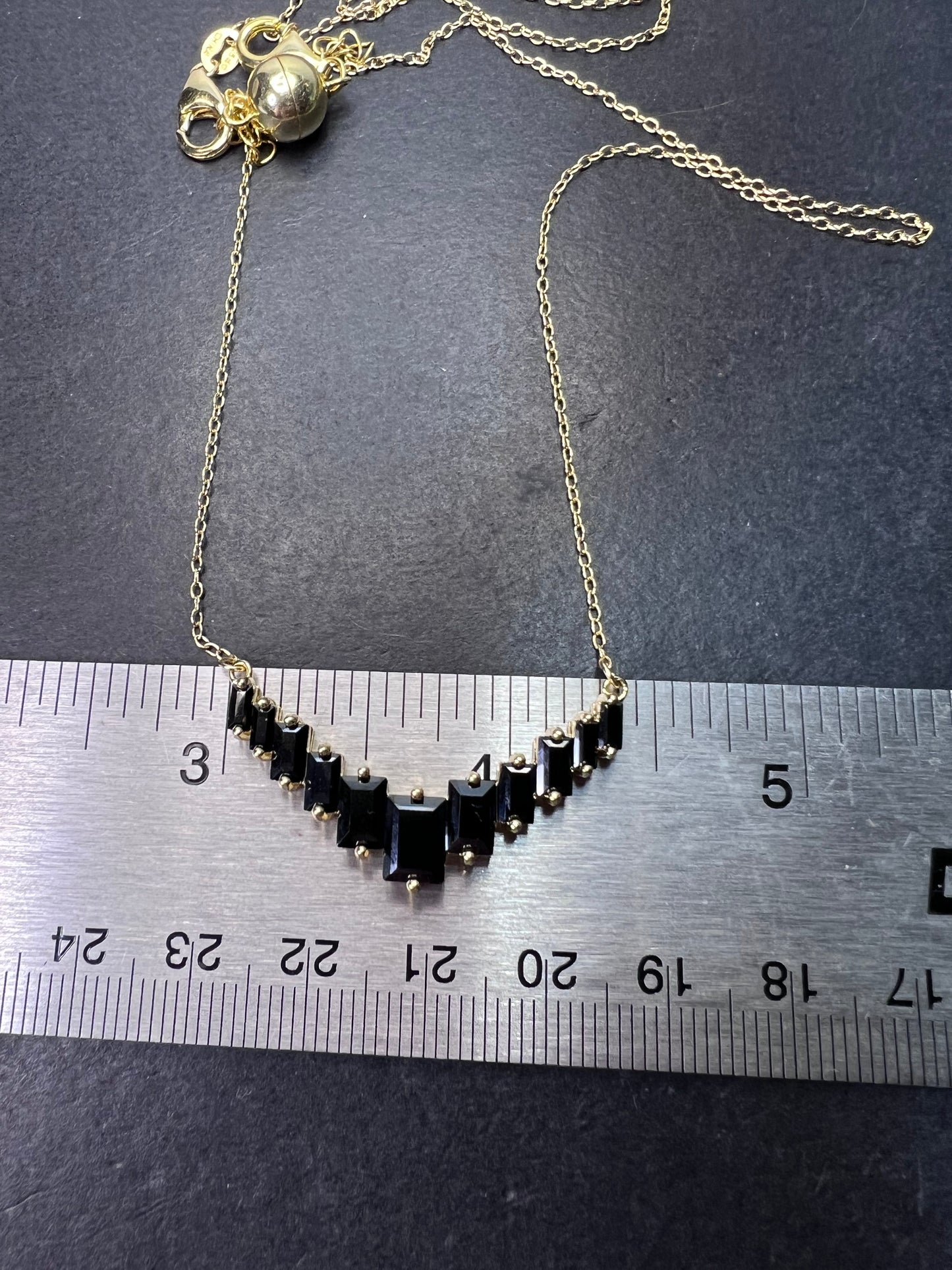 Black Spinel 18k Yellow Gold Over Sterling Silver Bar Necklace 3.50ctw