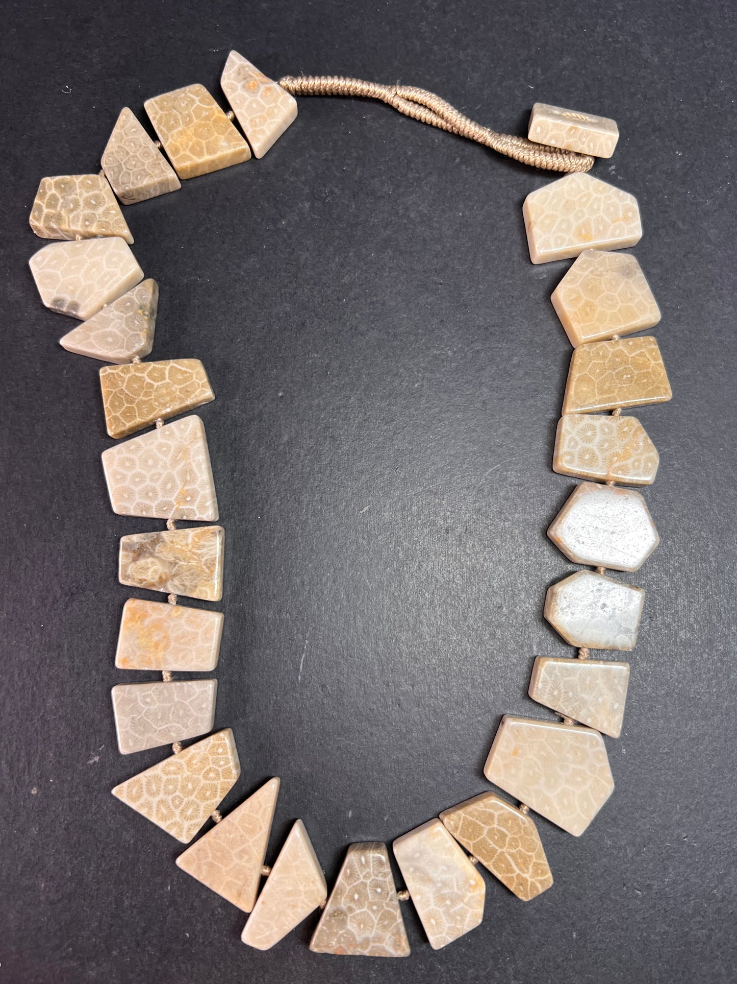 NEW fossil coral knotted necklace