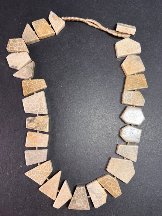 NEW fossil coral knotted necklace