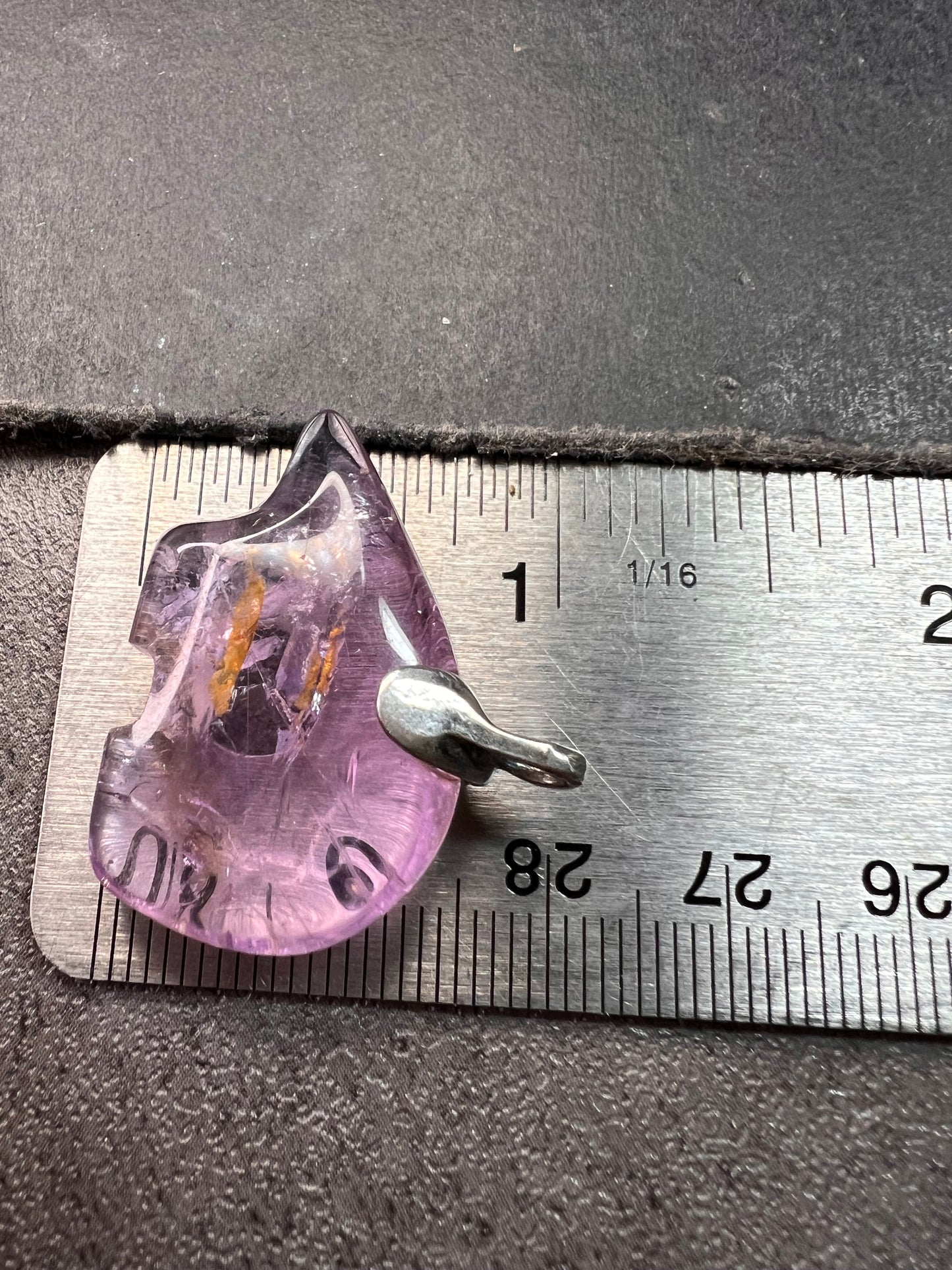 Vintage Sterling Silver Natural Amethyst Bear Pendant 7.16g