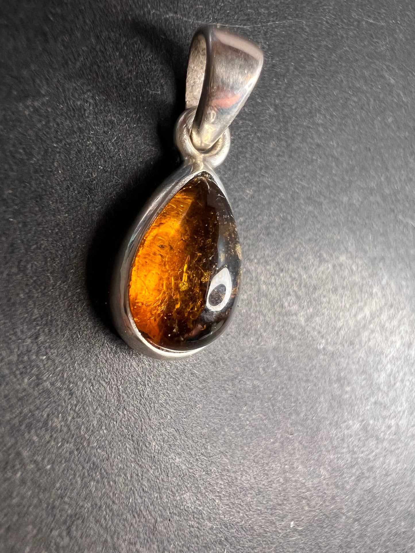 NEW Dravite orange tourmaline sterling silver teardrop pendant 1.49 grams