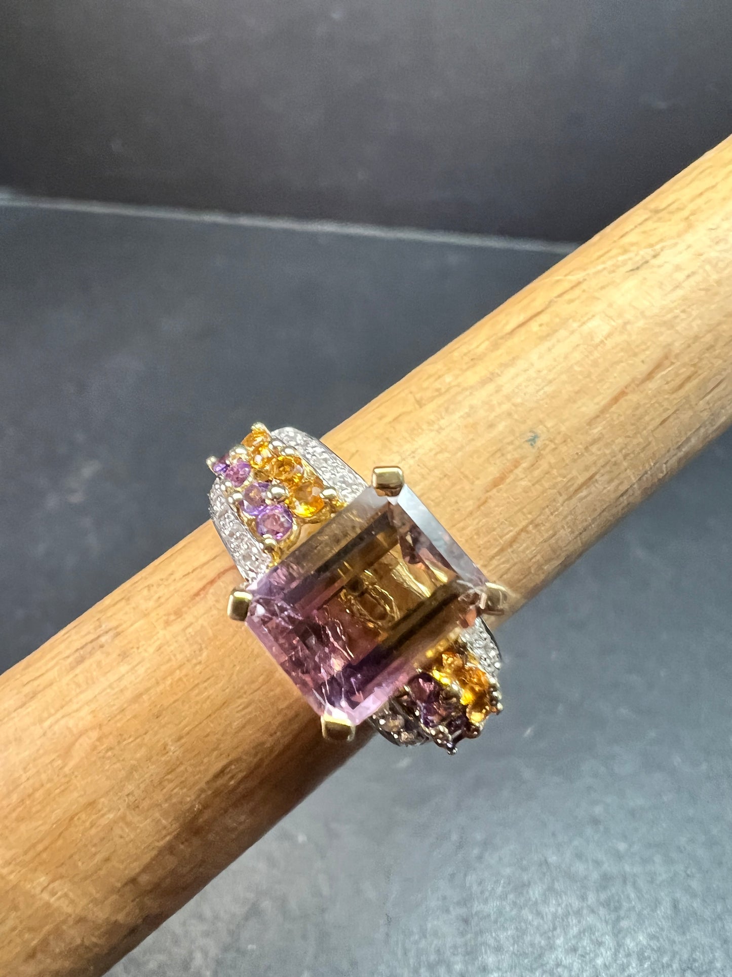 Ametrine Citrine Amethyst Ring 925 Vermeil SD Size 7