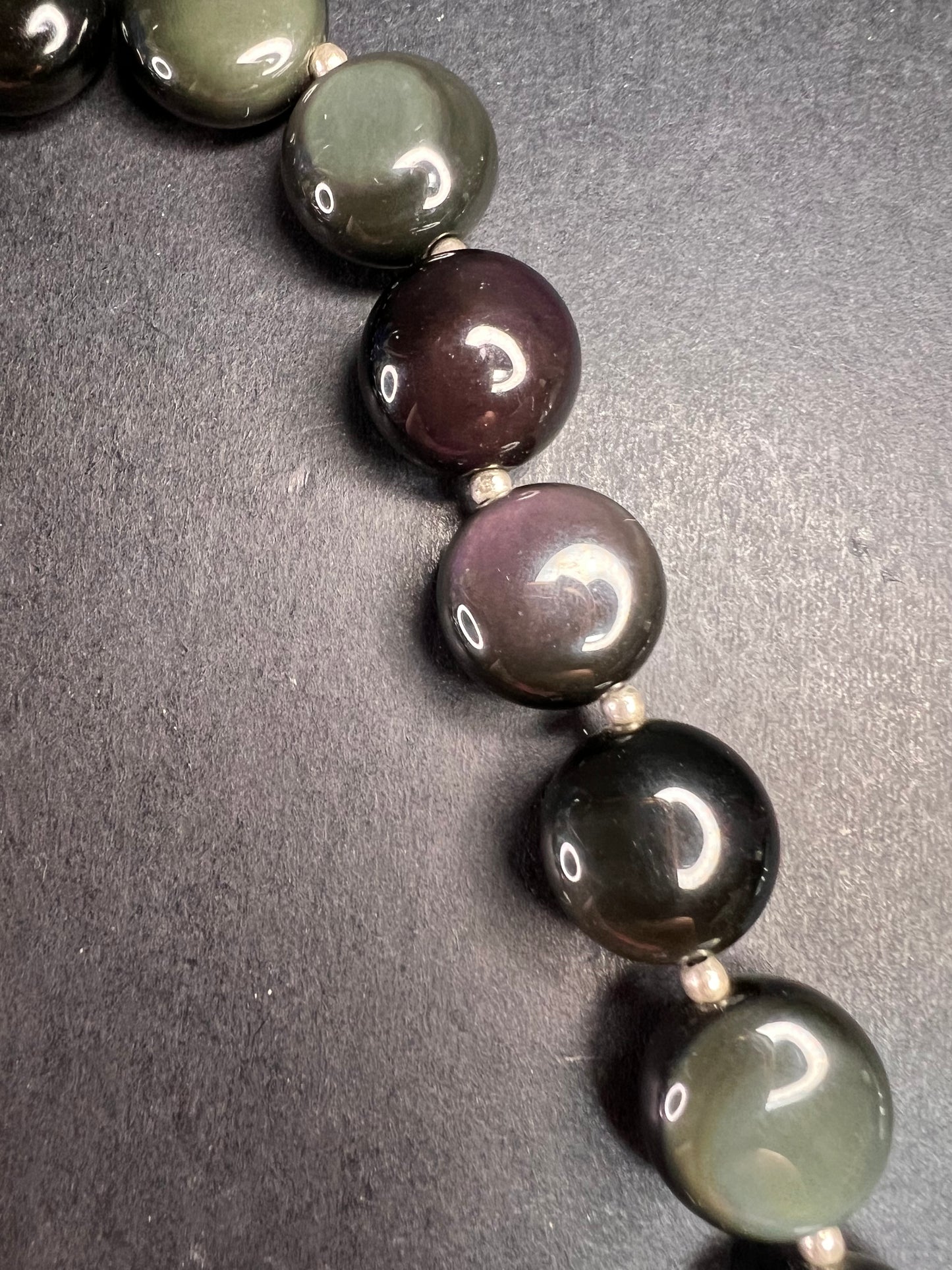 NEW rainbow obsidian and sterling silver necklace