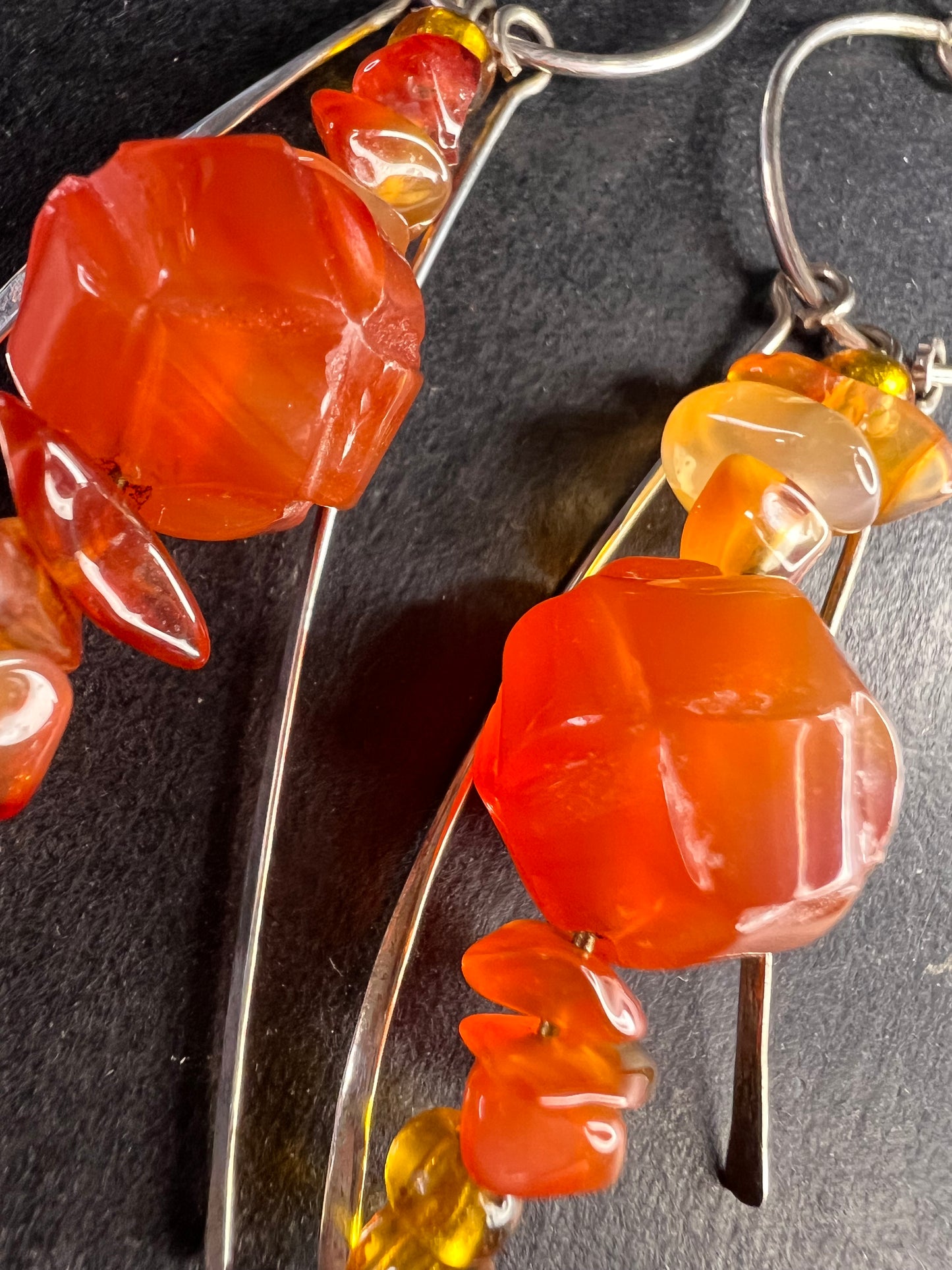 Vintage carnelian sterling silver dangle earrings
