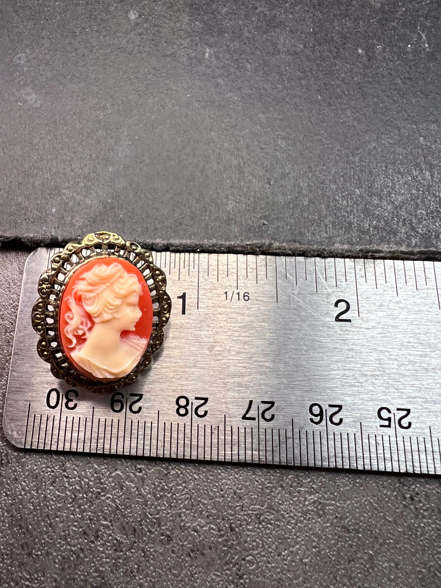 Vintage Carved Shell Cameo Stud Earrings Gold Tone Victorian Revival