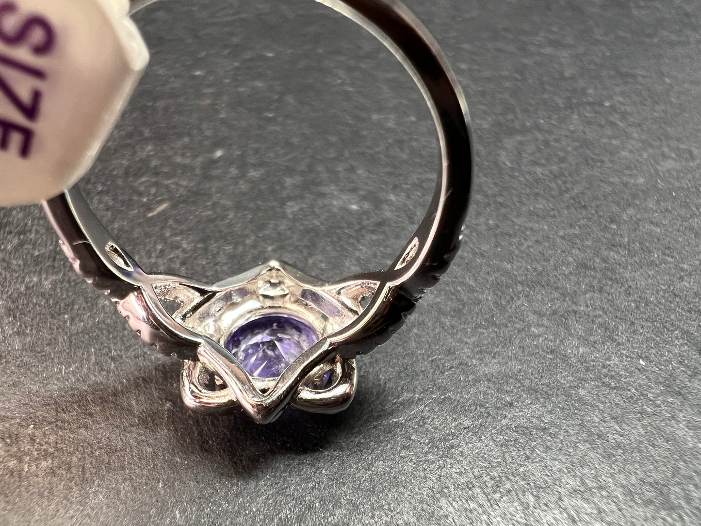 New Bomb Party Sterling Silver Lavender Simulated Amethyst Dinner Ring Sz 9